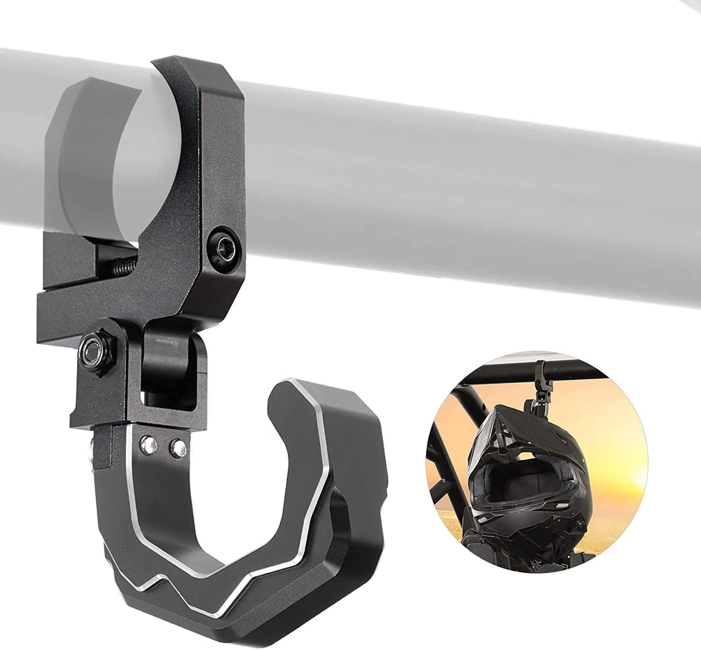 Kemimoto UTV Helmet Hook for 1.6‑2" Roll Bar, Aluminum 20kg
