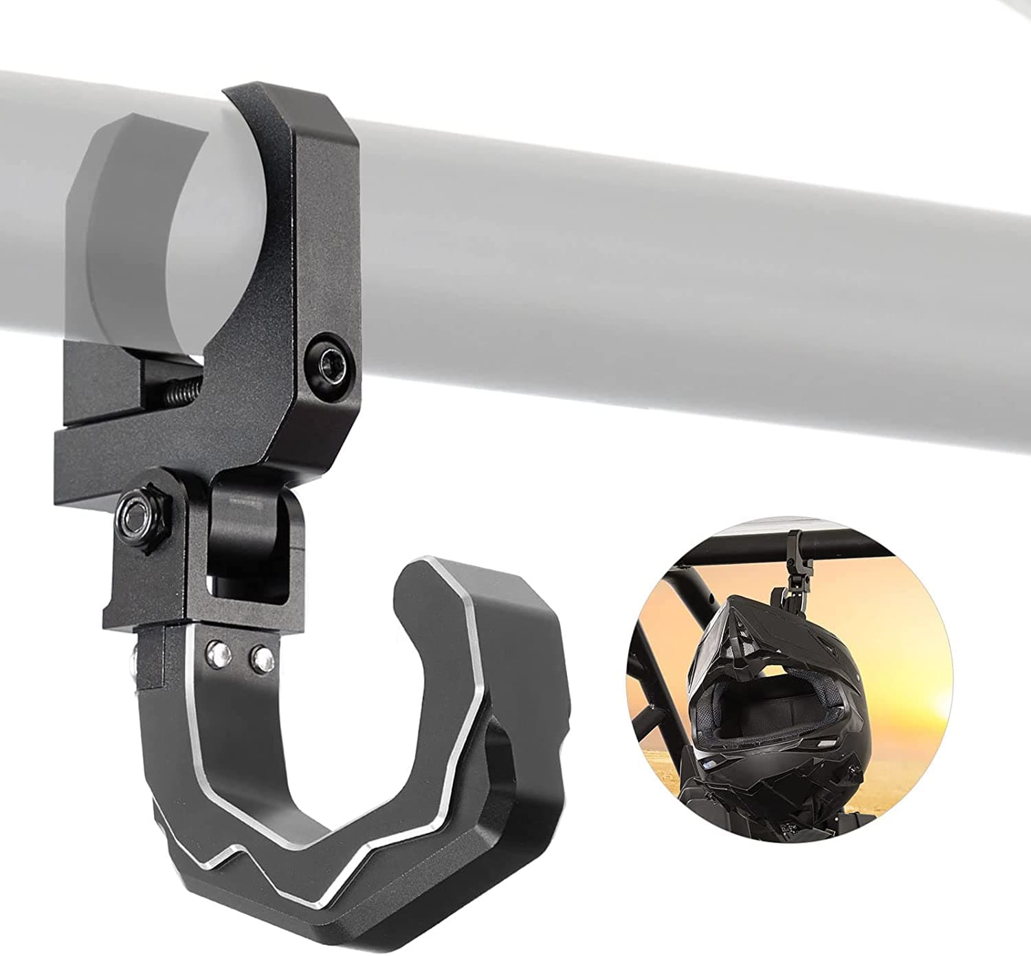 Kemimoto UTV Helmet Hook for 1.6‑2" Roll Bar, Aluminum 20kg