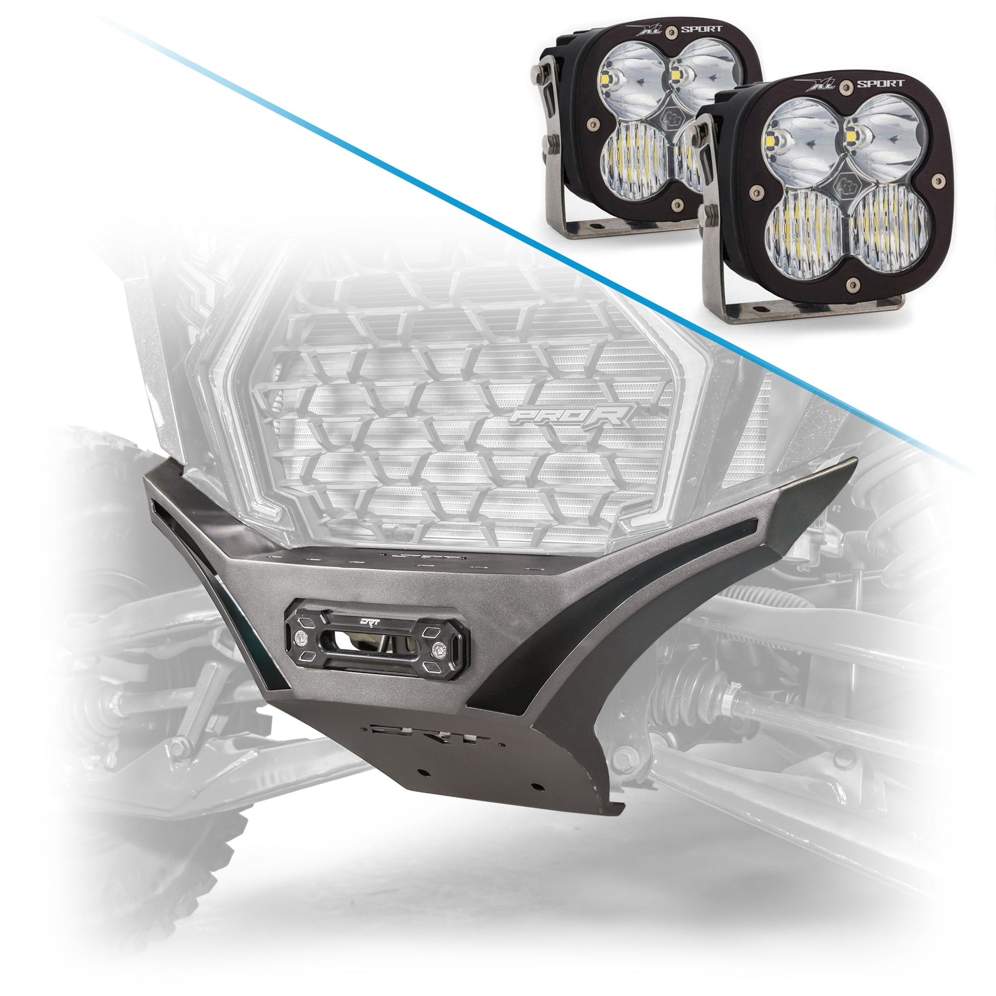 DRT Polaris RZR Pro XP Front Winch Bumper Sand Black