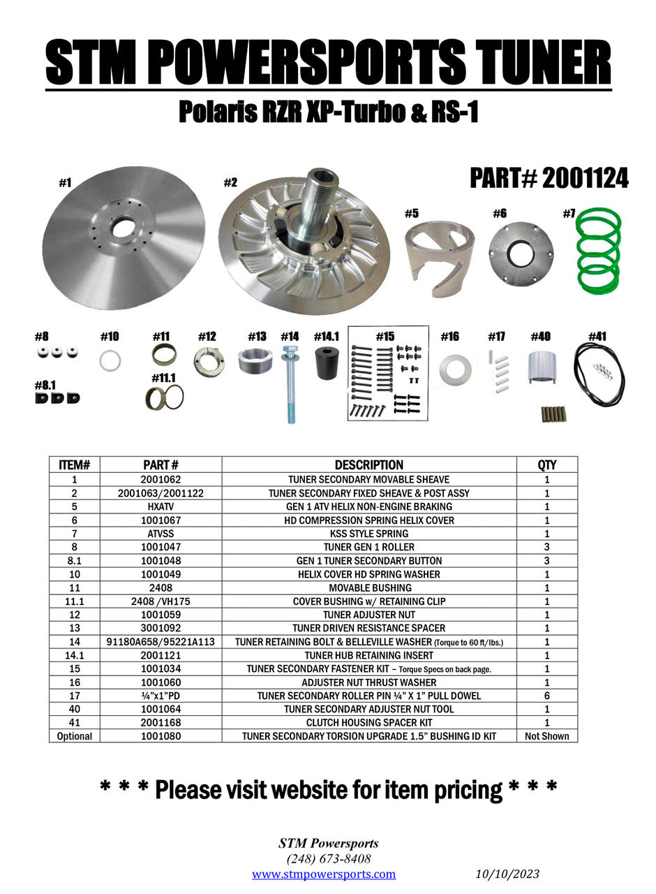 STM Secondary Clutch for Polaris RZR XP Turbo & RS-1