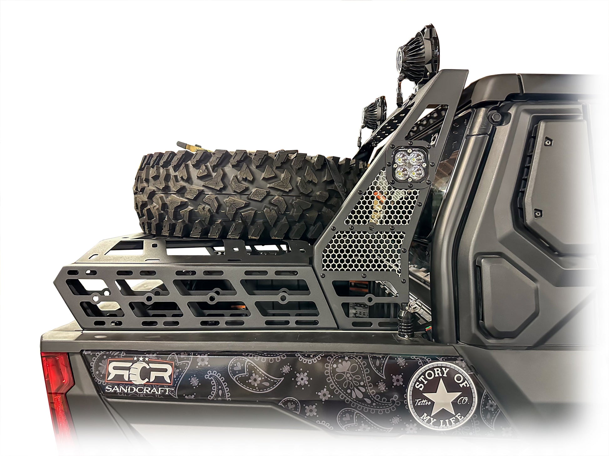 DRT Heavy‑Duty Polaris Xpedition Tire Carrier & Chase Rack System