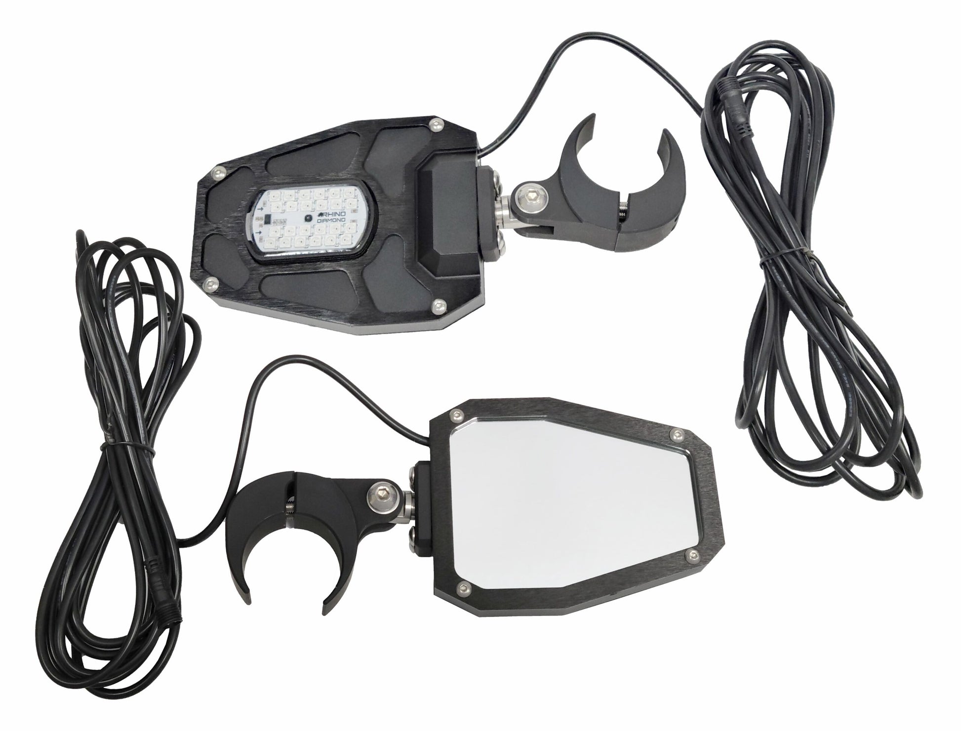 RGB LED Side Mirrors 1.75" 1.875" 2" PRO-FIT Cage