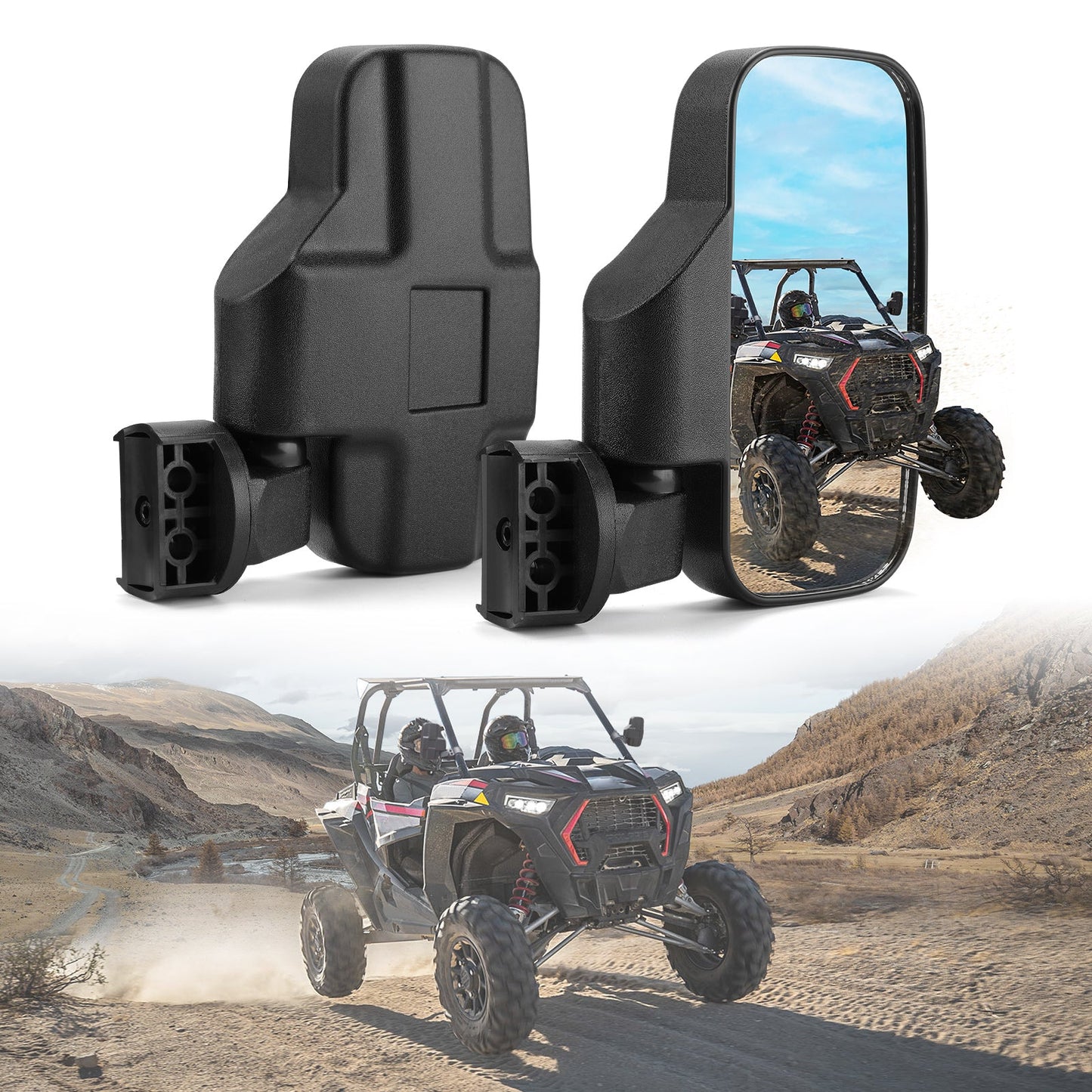 Kemimoto Cab Pack Seat Bag & Side Mirror for Polaris RZR
