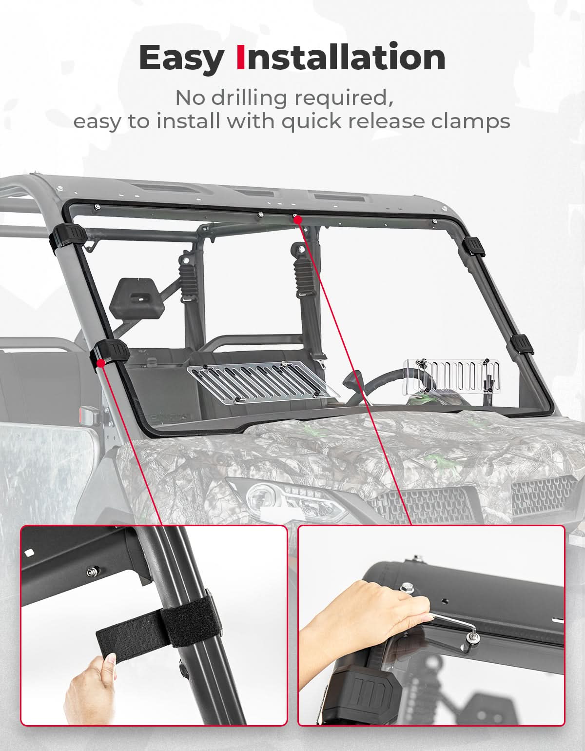 Kemimoto Doors with Sliding Window for CFMOTO UFORCE 1000 XL