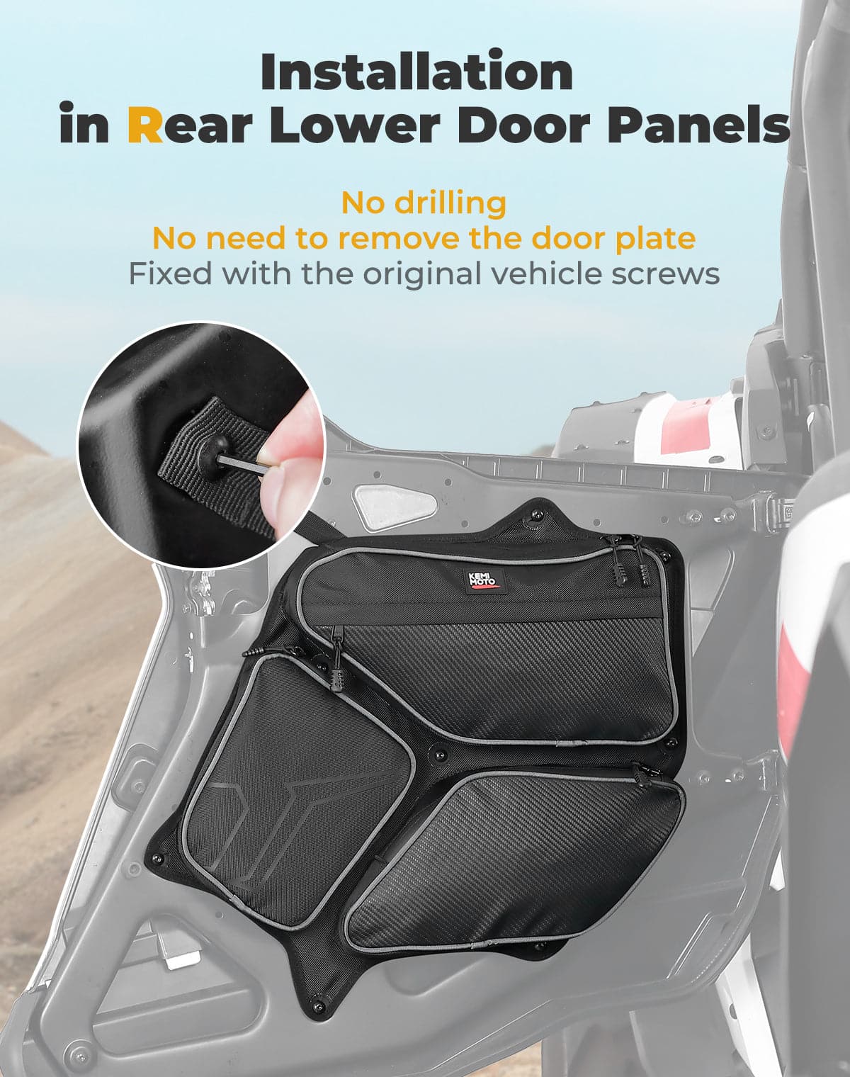 Rear Door Storage Bag PVC Tool Bags for 2024-2025 Polaris RZR XP 4 1000