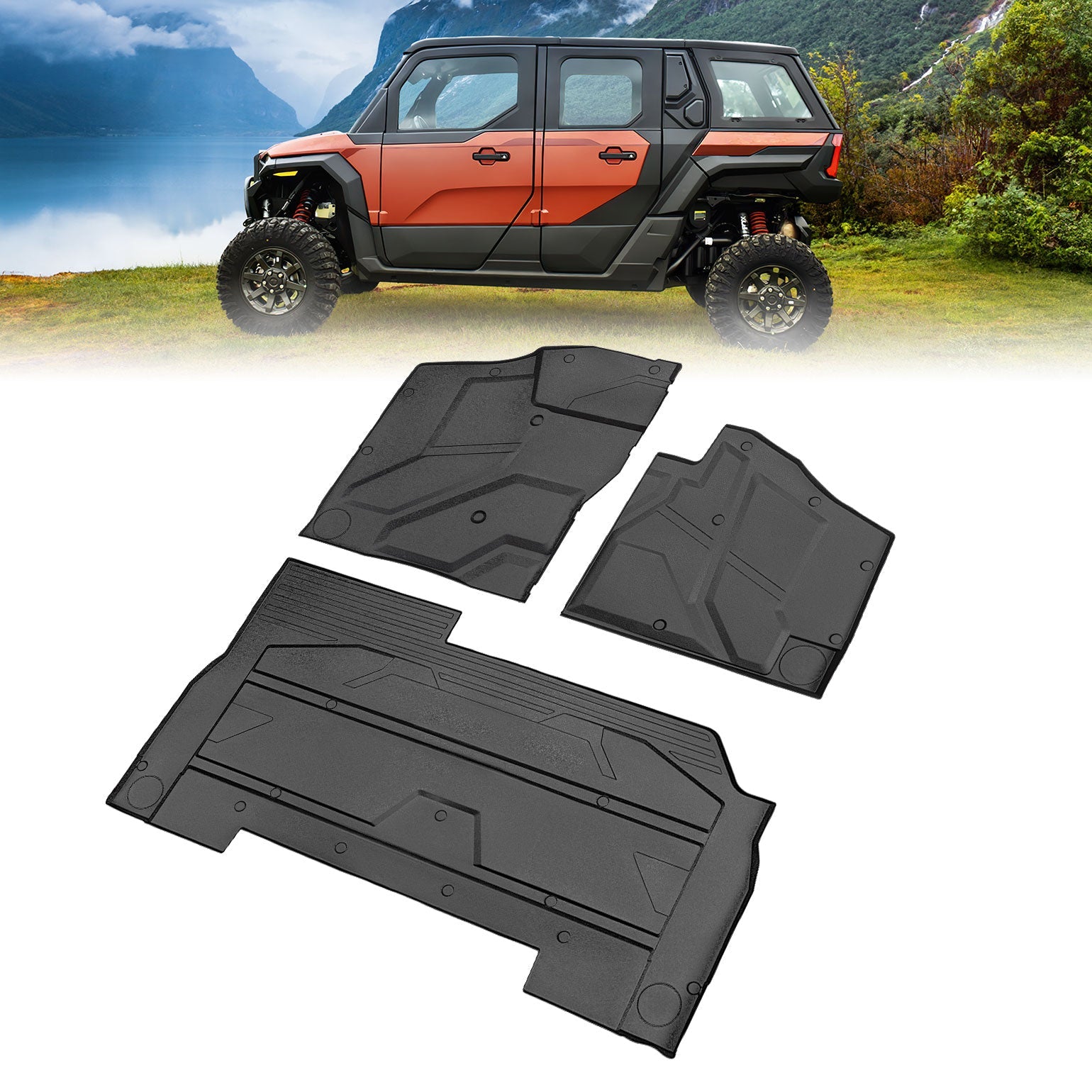 Kemimoto FrontRear TPE Floor Mat Polaris Xpedition XP Black