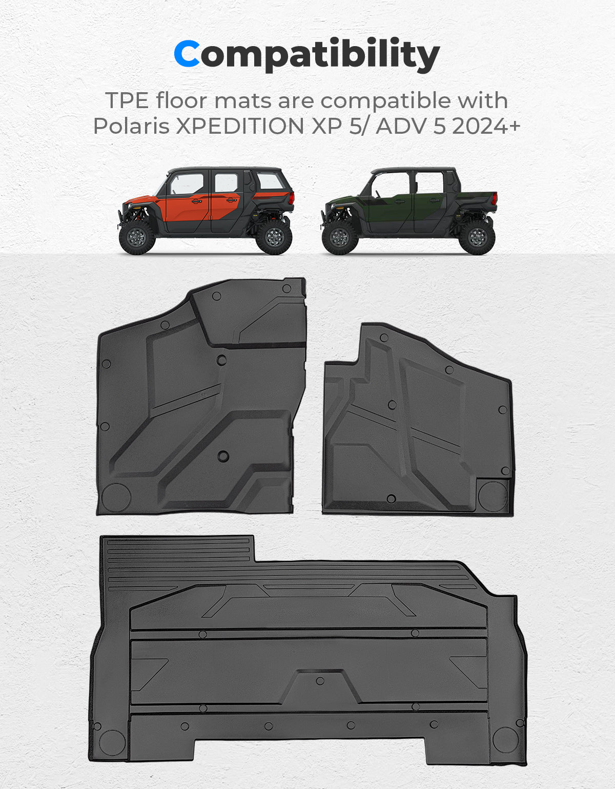 Kemimoto FrontRear TPE Floor Mat Polaris Xpedition XP Black