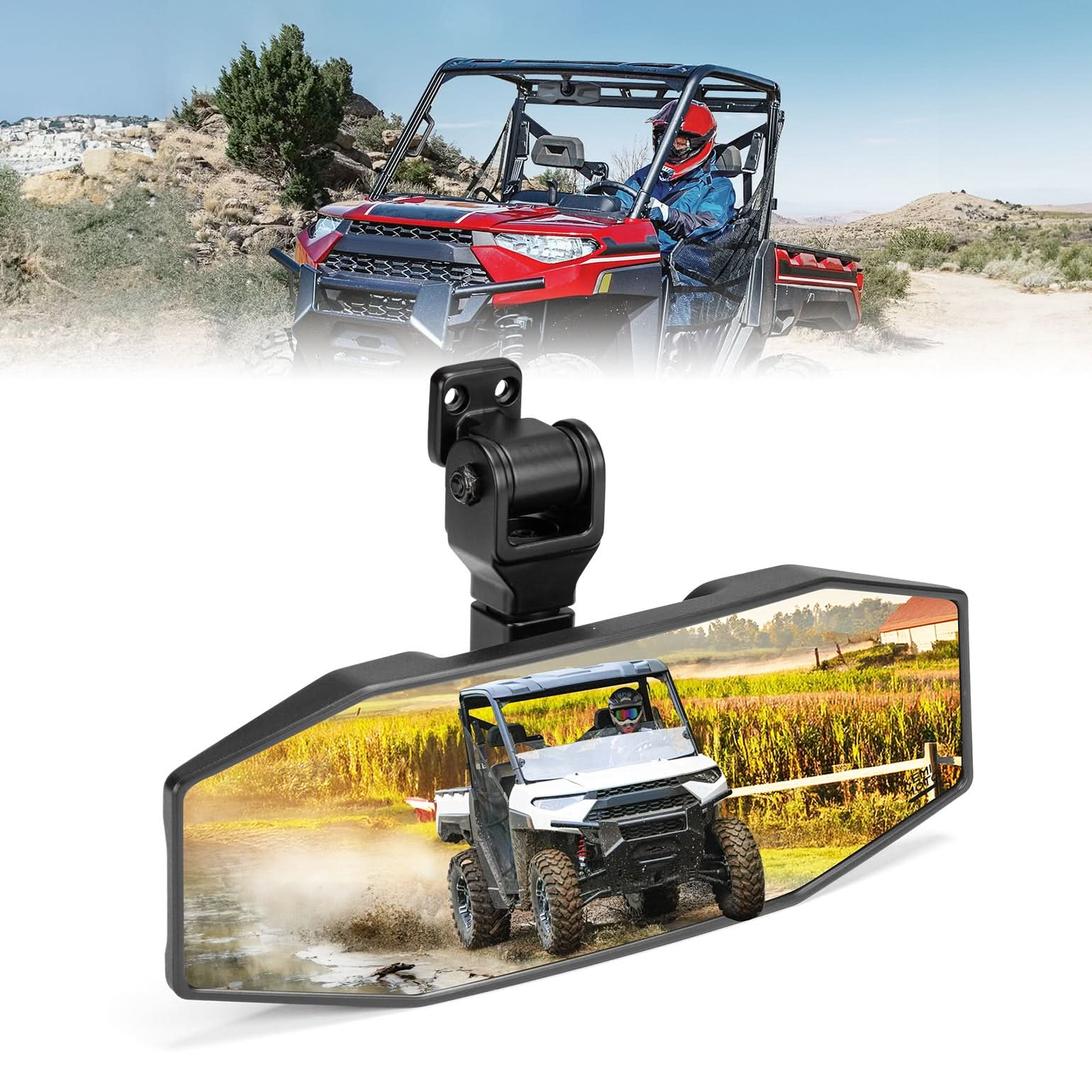 Kemimoto UTV Rear View Mirror 360° Adjustable Polaris