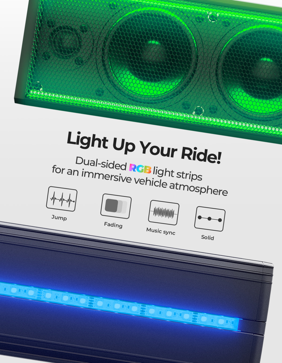 Kemimoto 26" RGB Universal Sound Bar for UTVs