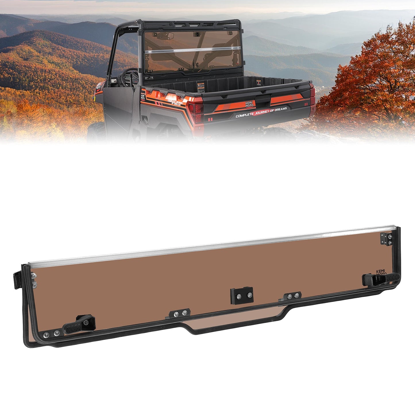 2-IN-1 Foldable Vented Rear Window for Polaris Ranger XP 1000/Crew 2017-2026