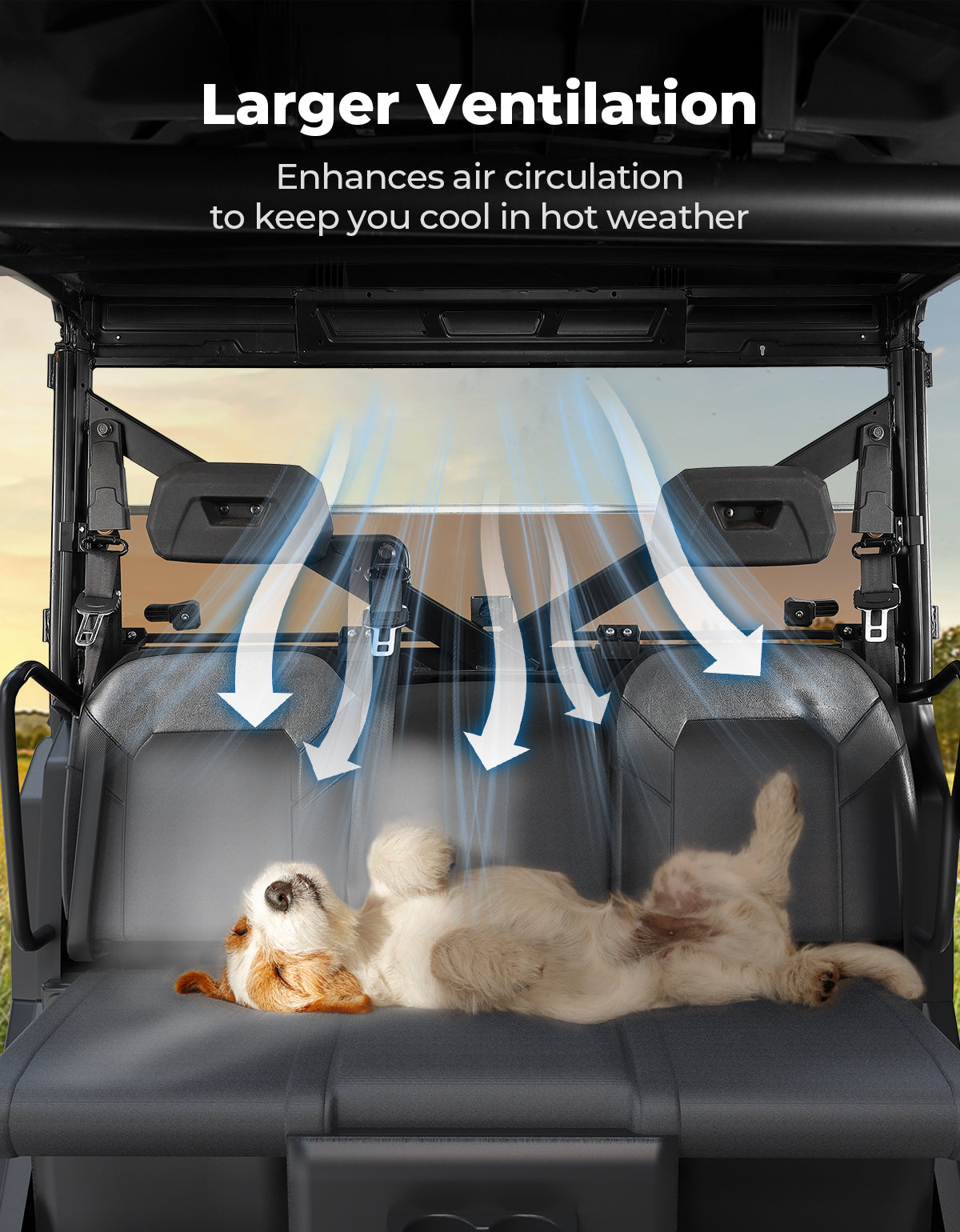 2-IN-1 Foldable Vented Rear Window for Polaris Ranger XP 1000/Crew 2017-2026