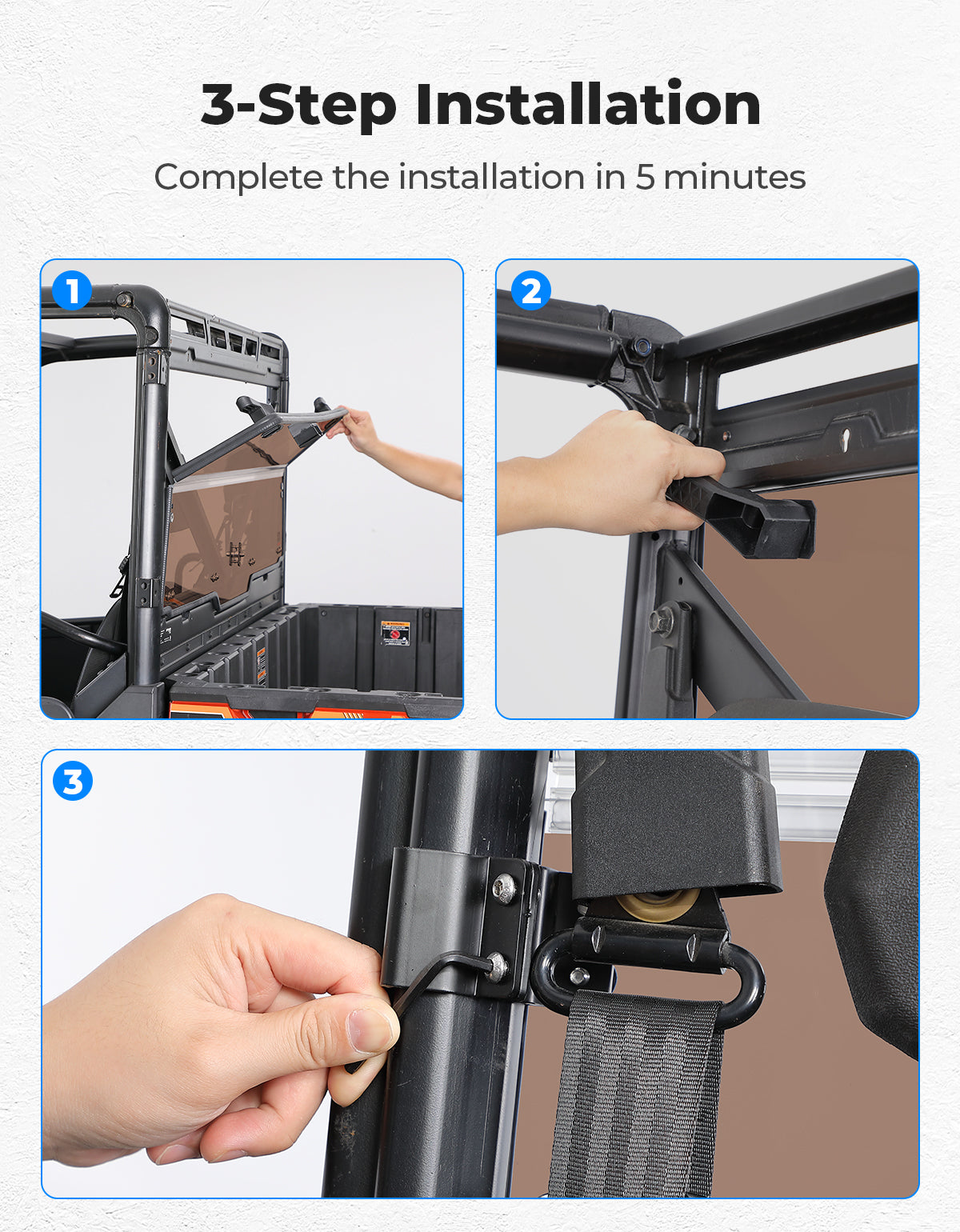 2-IN-1 Foldable Vented Rear Window for Polaris Ranger XP 1000/Crew 2017-2026