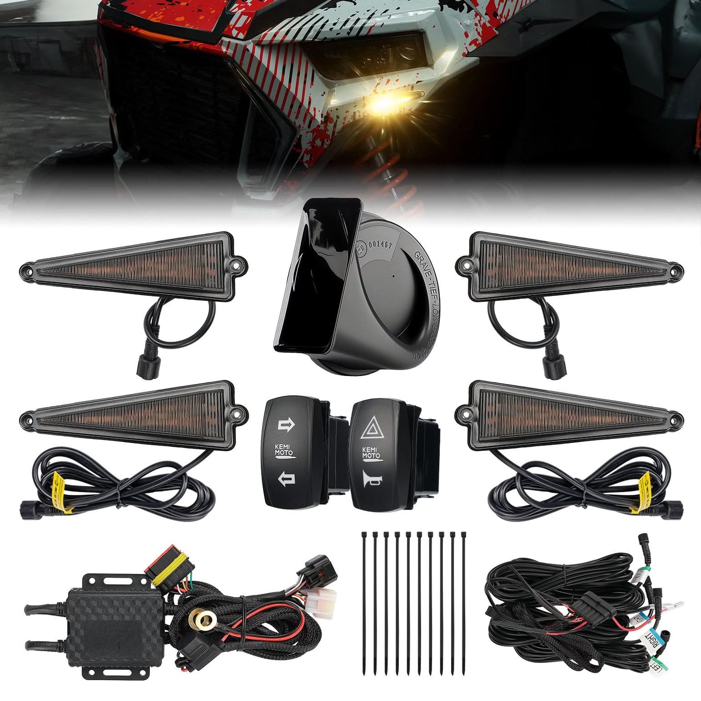 Kemimoto UTV Turn Signal Kit with 110d Horn