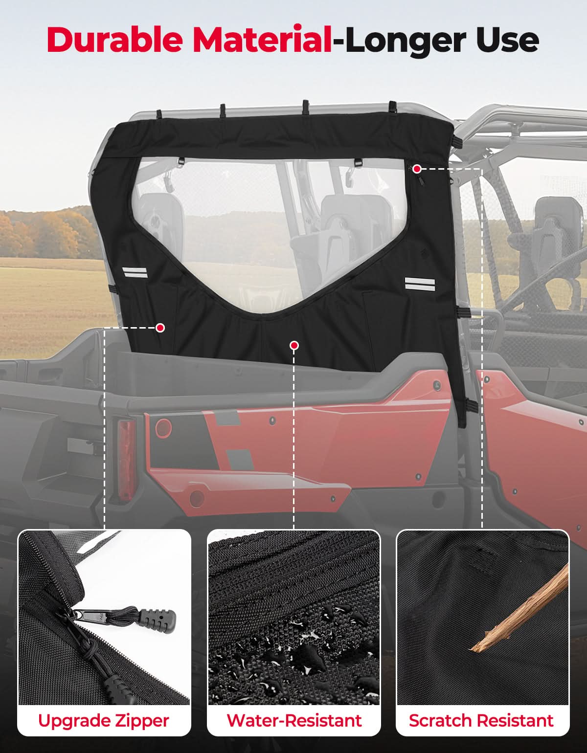 UTV Reflective Strips Design Back Window For Pioneer 1000 3P 6P (2016-2025)