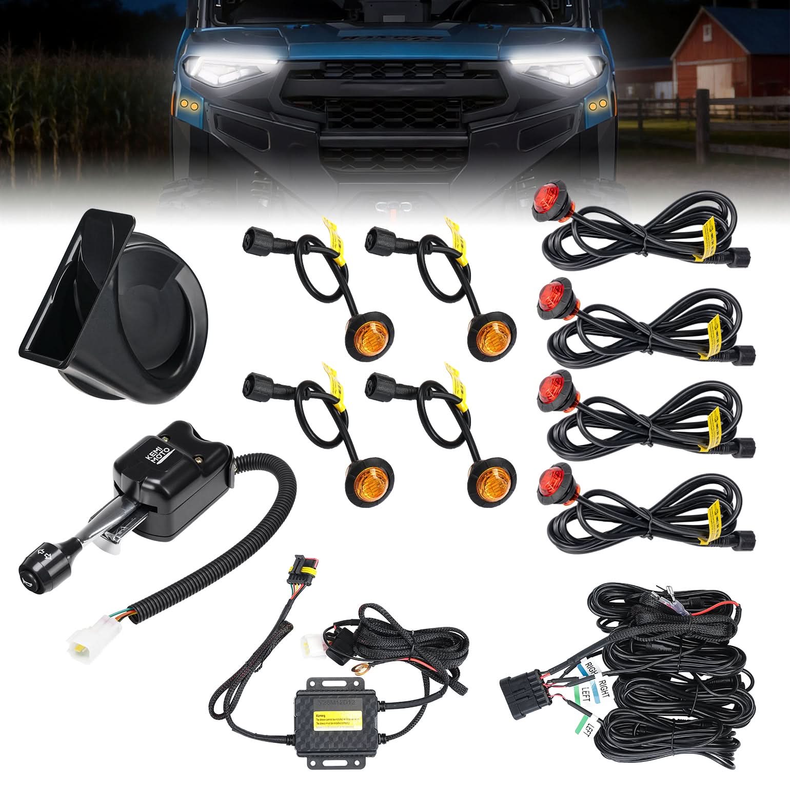 Kemimoto Universal Turn Signal Kit with Horn & Hazard Lights