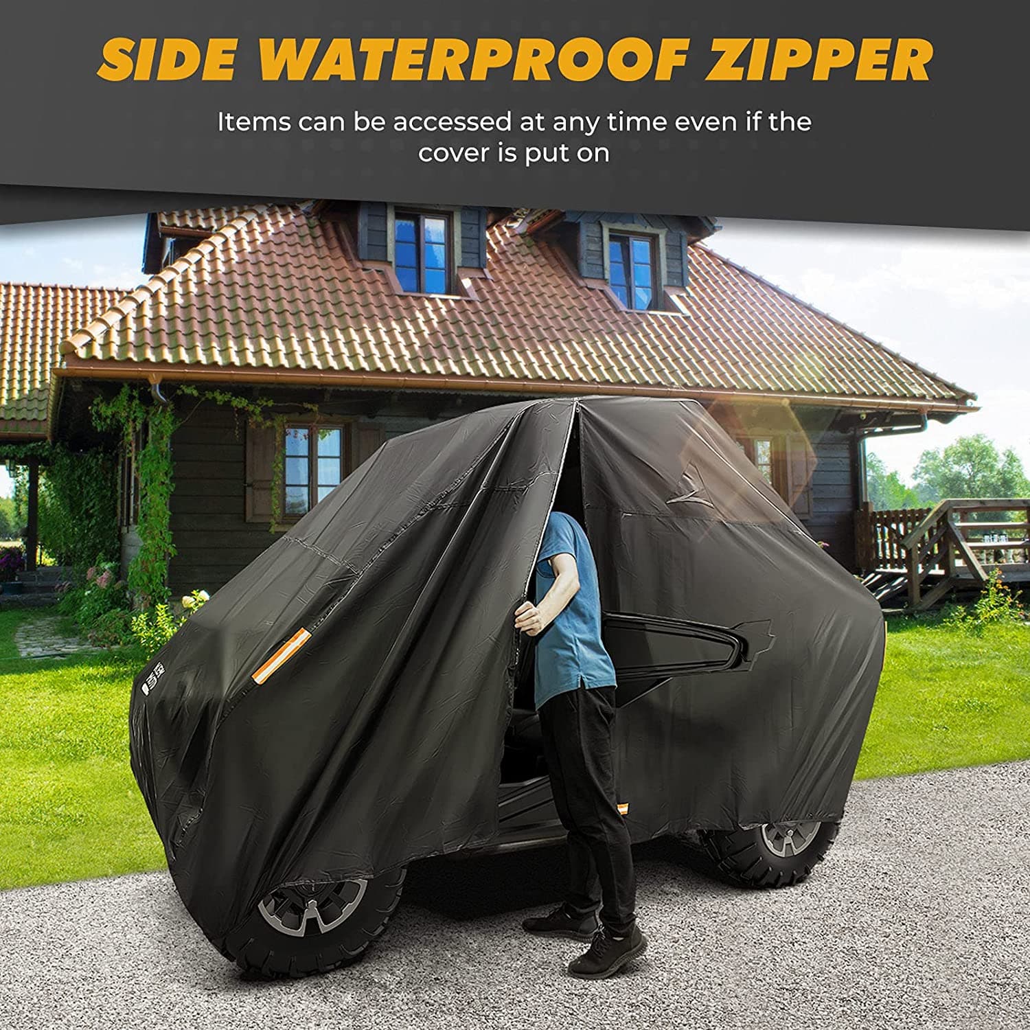 KEMIMOTO 420D Waterproof UTV Cover for 2‑Seater Can‑Am Polaris Kawasaki