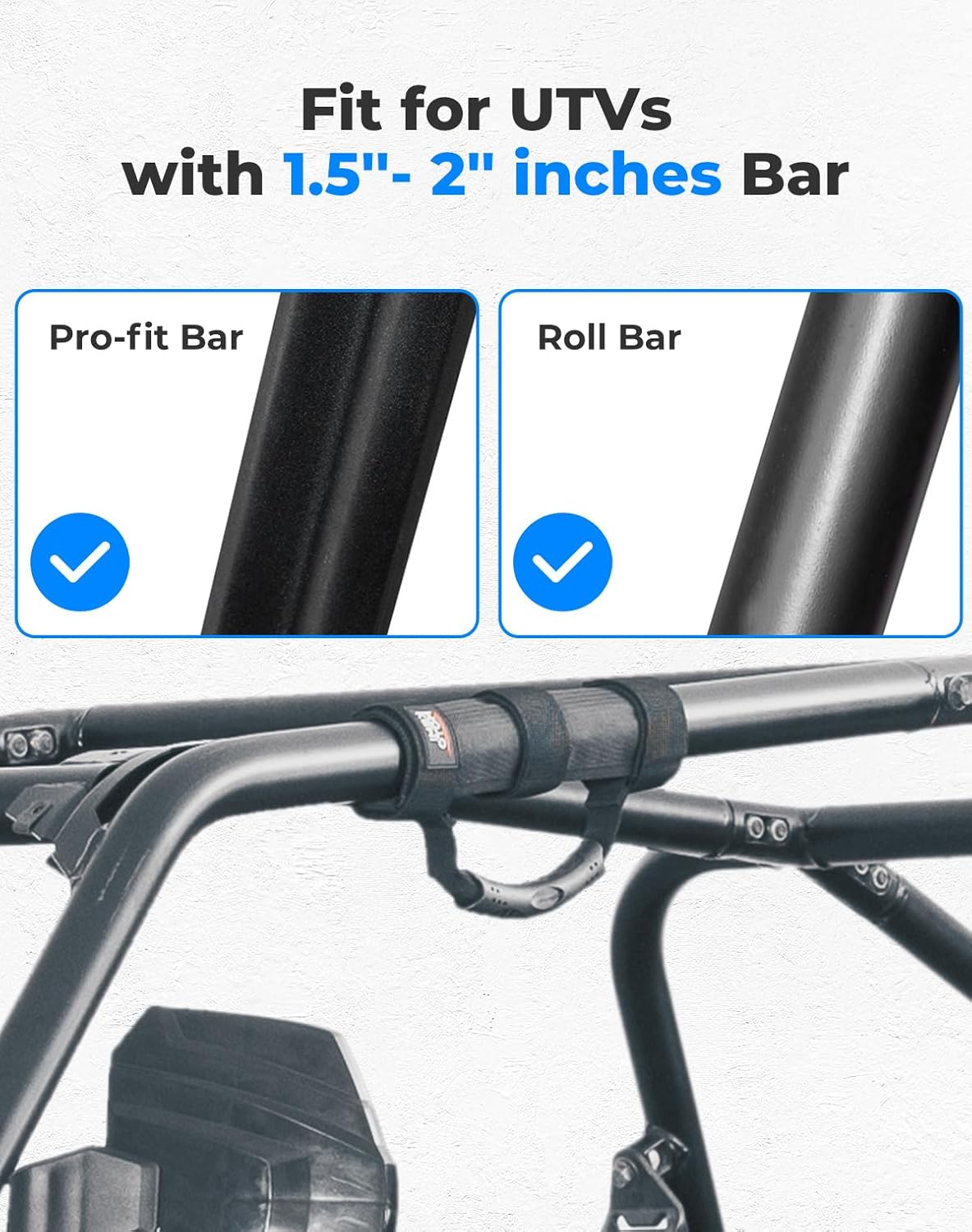 Kemimoto UTV Grab Handles for 1.5-2 Inch Round Bar Cage 4-Pack