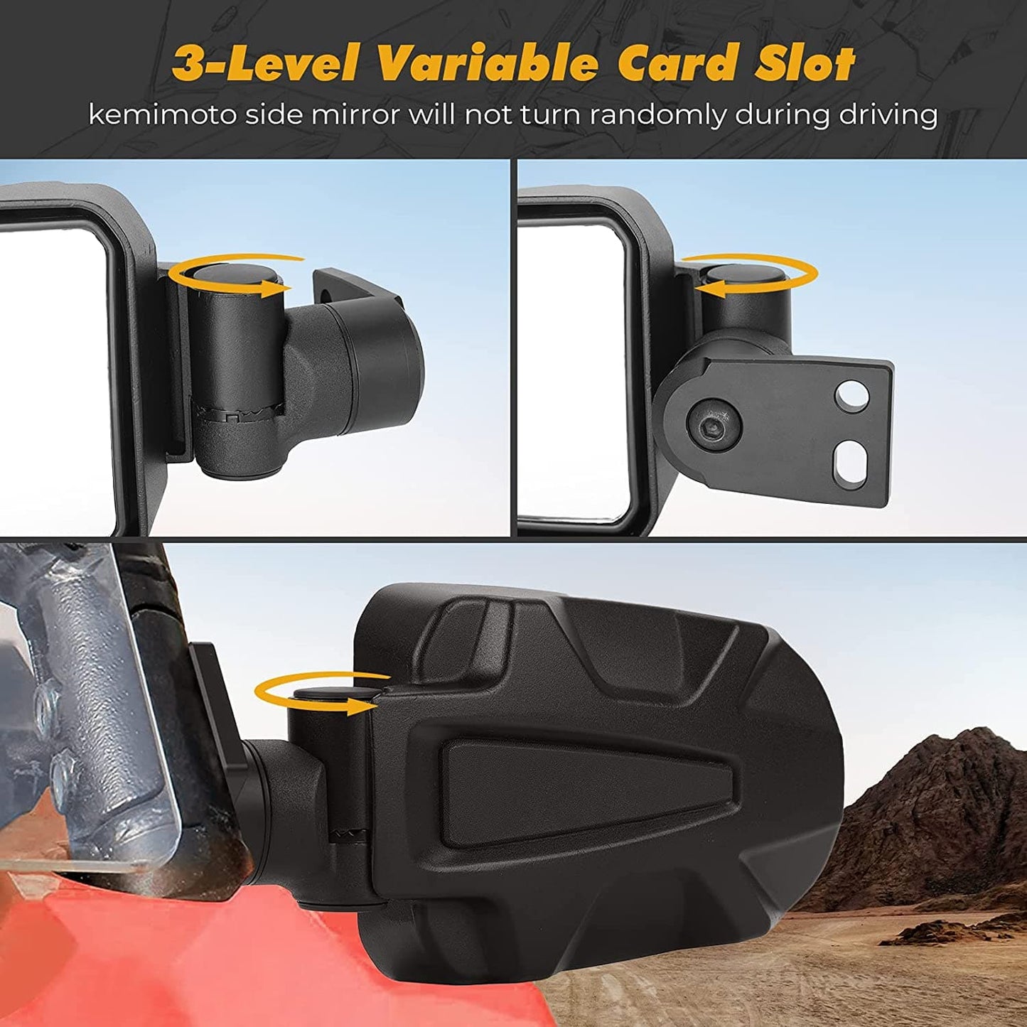KEMIMOTO Folding Side View Mirrors 2014-2023 for Polaris RZR