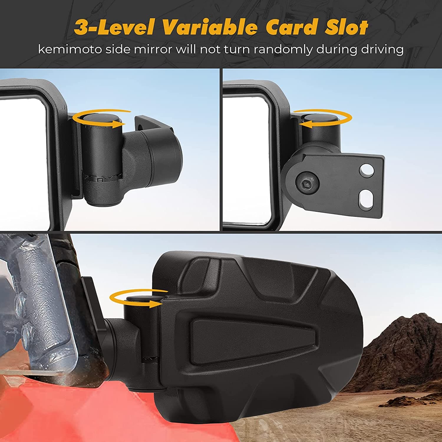 KEMIMOTO Folding Side View Mirrors 2014-2023 for Polaris RZR