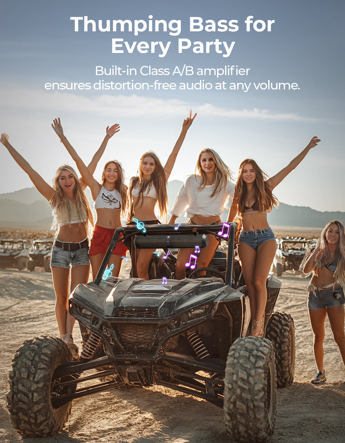 Kemimoto 6 Speaker UTV Bluetooth Sound Bar for Maverick X3/RZR