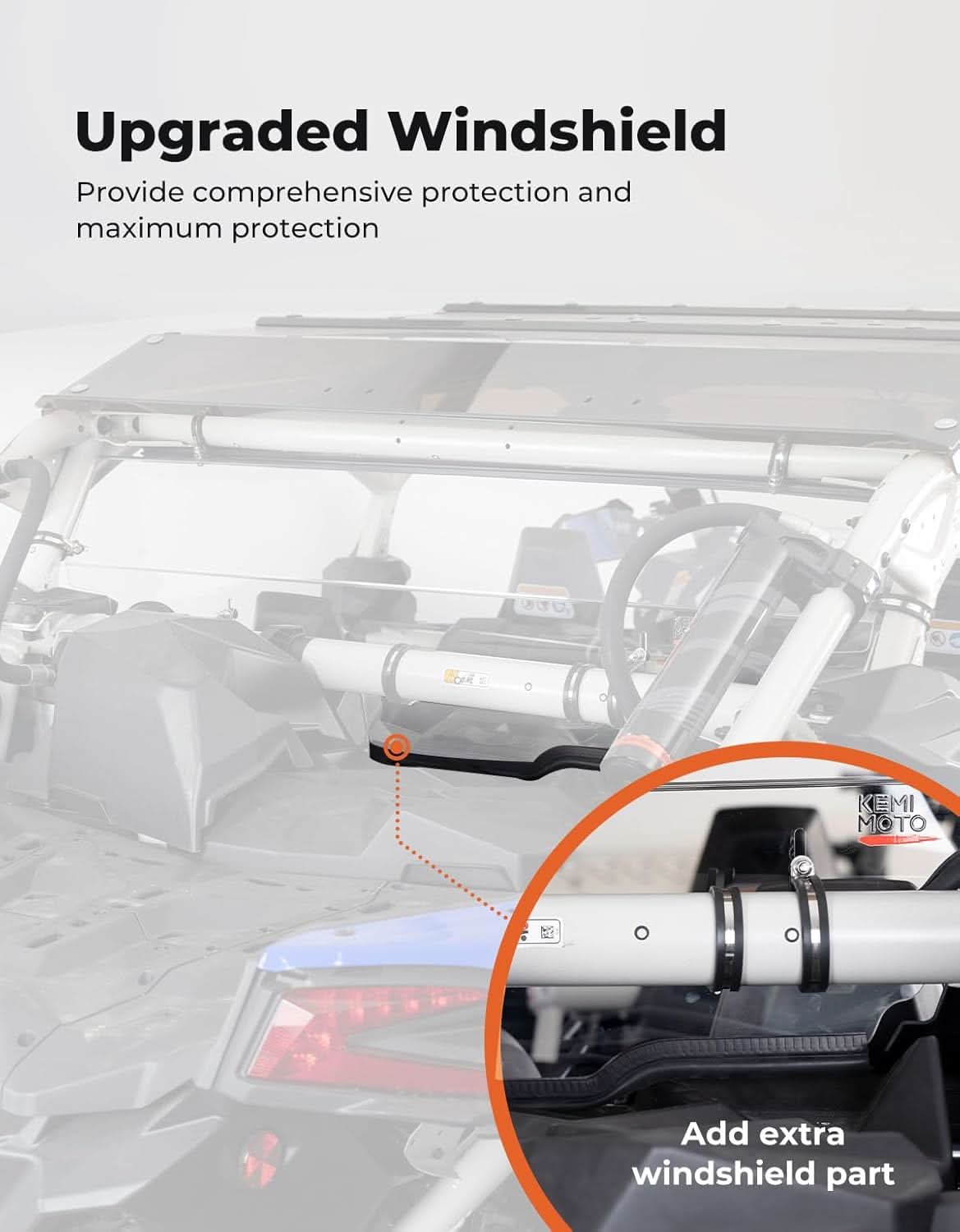 Kemimoto Rear Windshield Scratch-Resistant for Can‑Am Maverick X3 / X3 MAX