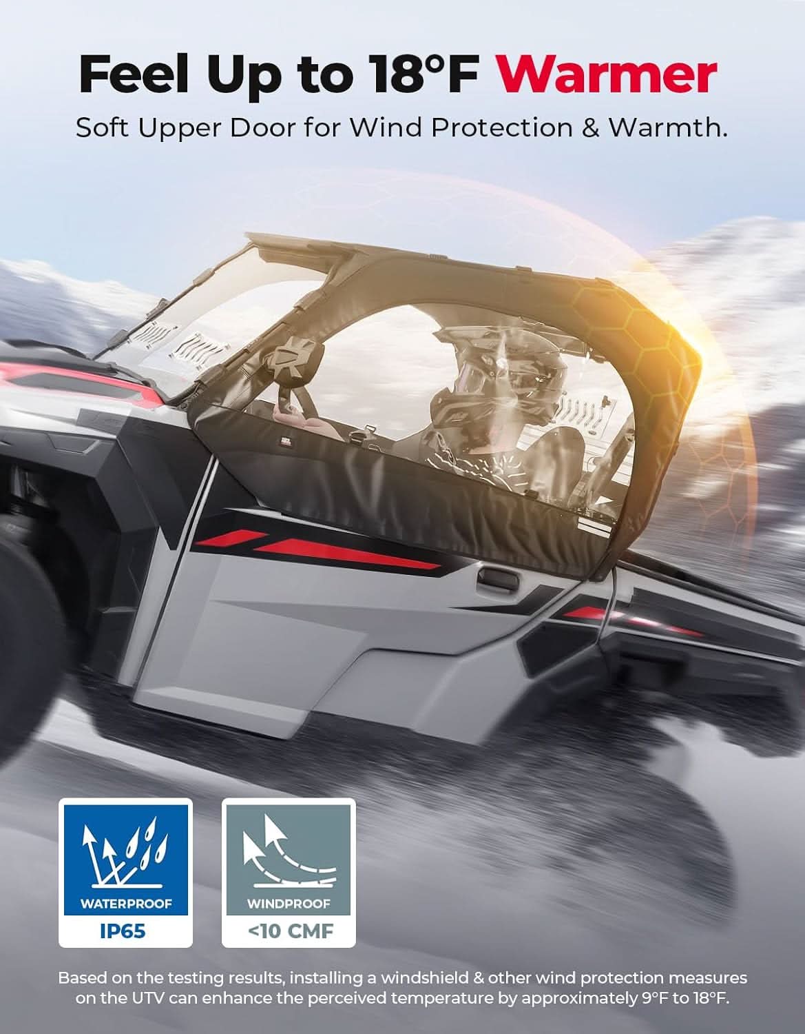 Kemimoto UTV Soft Upper Doors for Polaris General & XP 1000