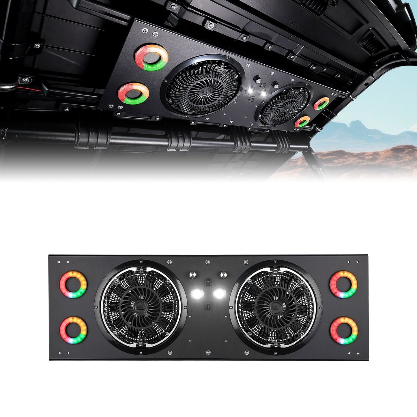 Kemimoto Dual Roof Fan with RGB for UTV 57‑42″ Roof