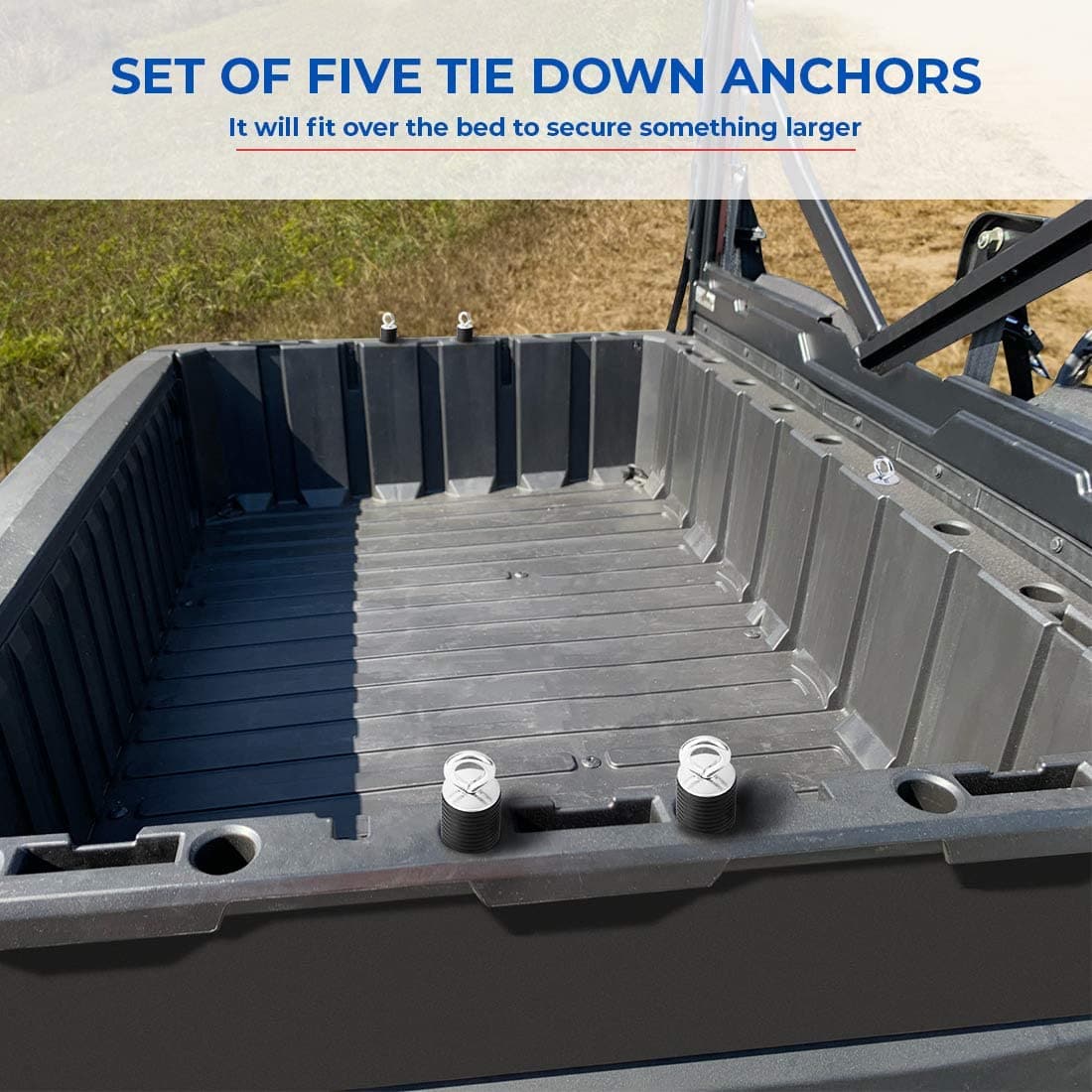 Kemimoto 2" Tie Down Anchors 6pcs Set for Polaris Ranger
