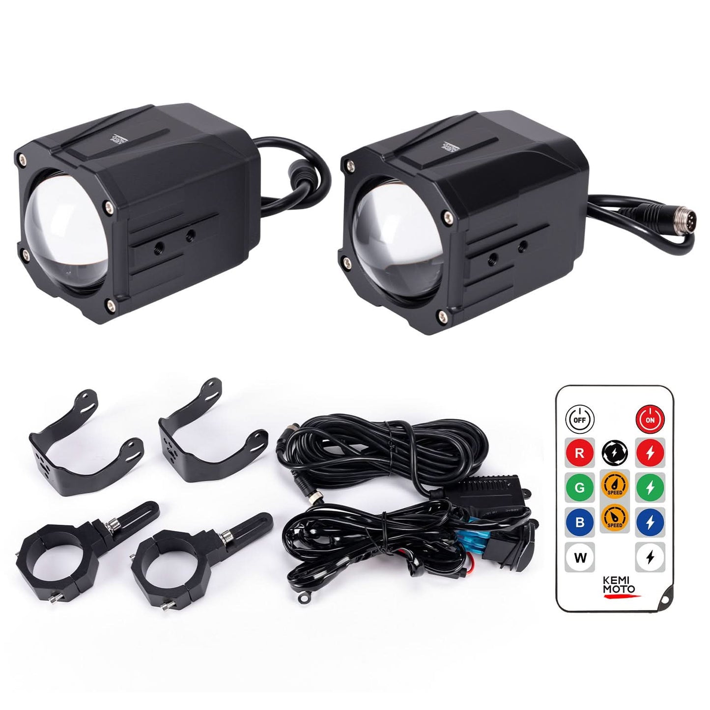 Kemimoto Whipless LED Rock Lights 9 Modes Fits 1.5‑2″ Cages