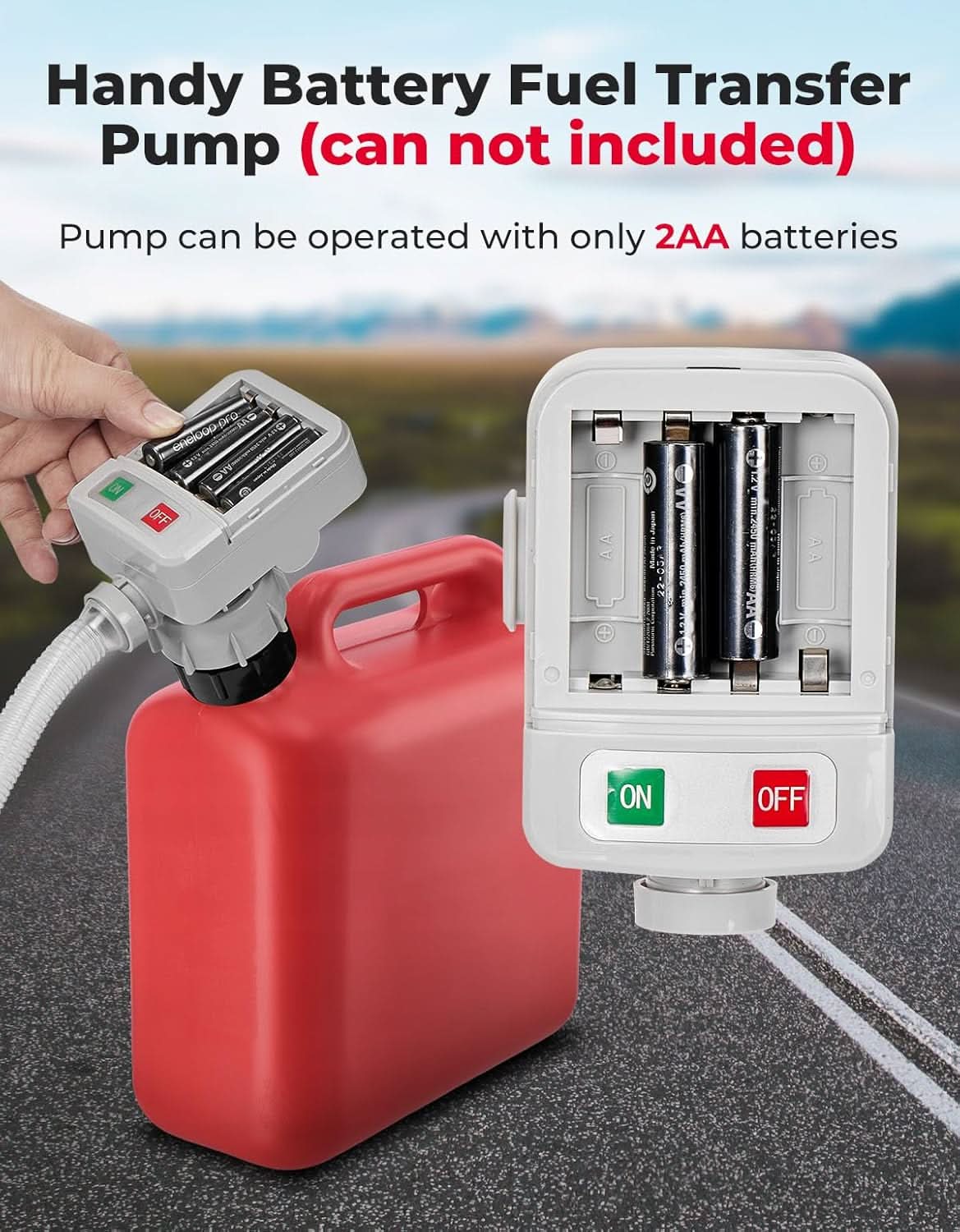 Kemimoto Portable Fuel Transfer Pump 35''/51'' Long Hose