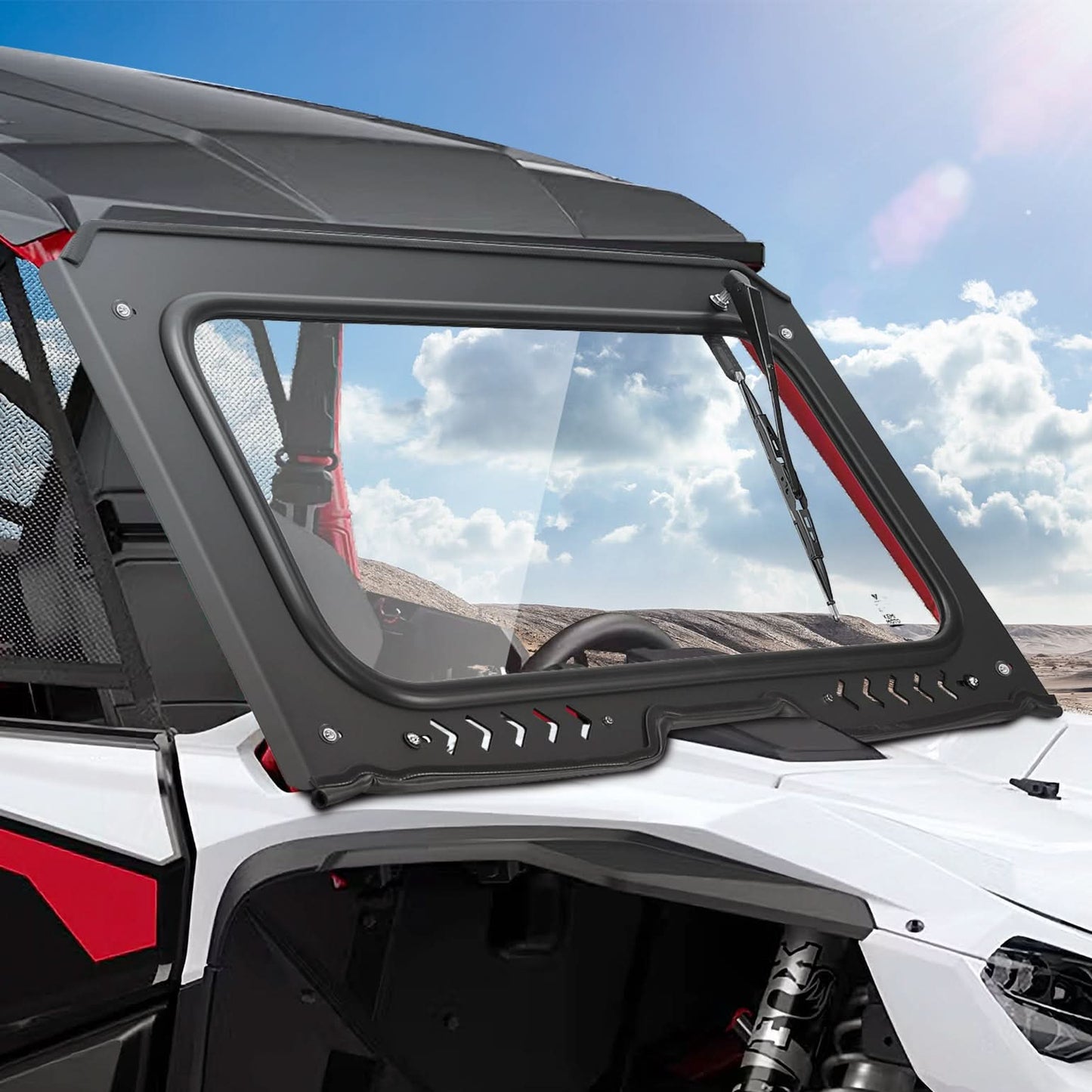 Kemimoto 8MM Glass Windshield with Wiper for Honda Talon 1000