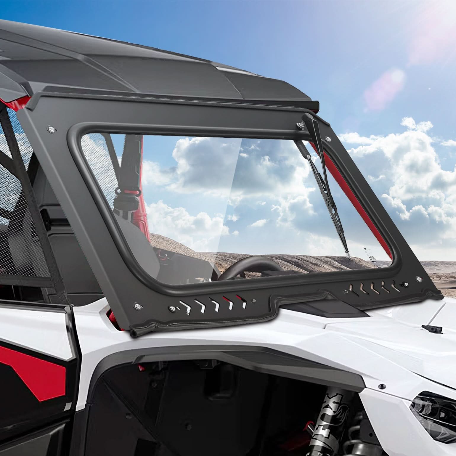 Kemimoto 8MM Glass Windshield with Wiper for Honda Talon 1000