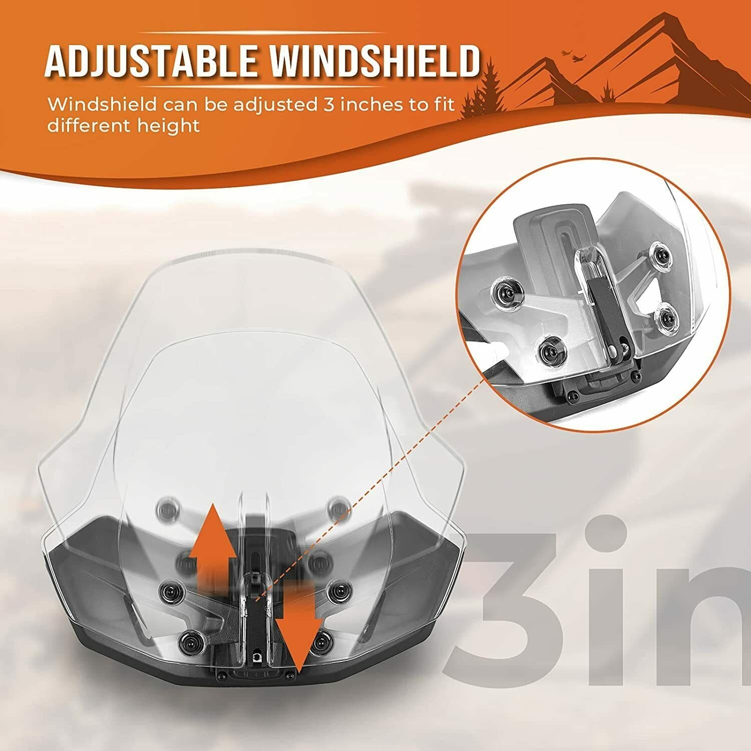 Kemimoto Adjustable Front Windshield for Can‑Am Ryker Rally