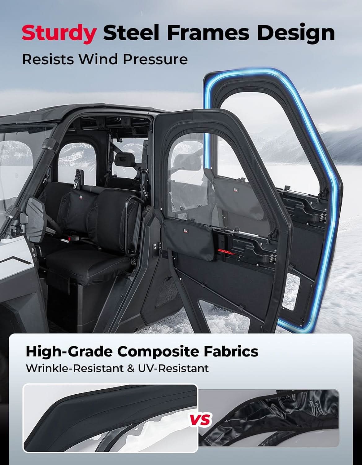 Kemimoto UTV Steel Doors for Polaris Ranger XP 1000