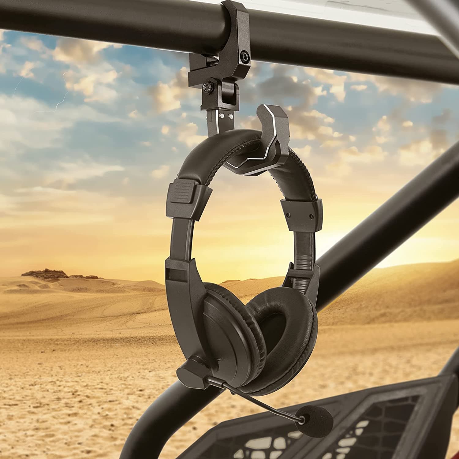 Kemimoto UTV Helmet Hook Aluminum 1.6‑2″ Roll Bar Fit