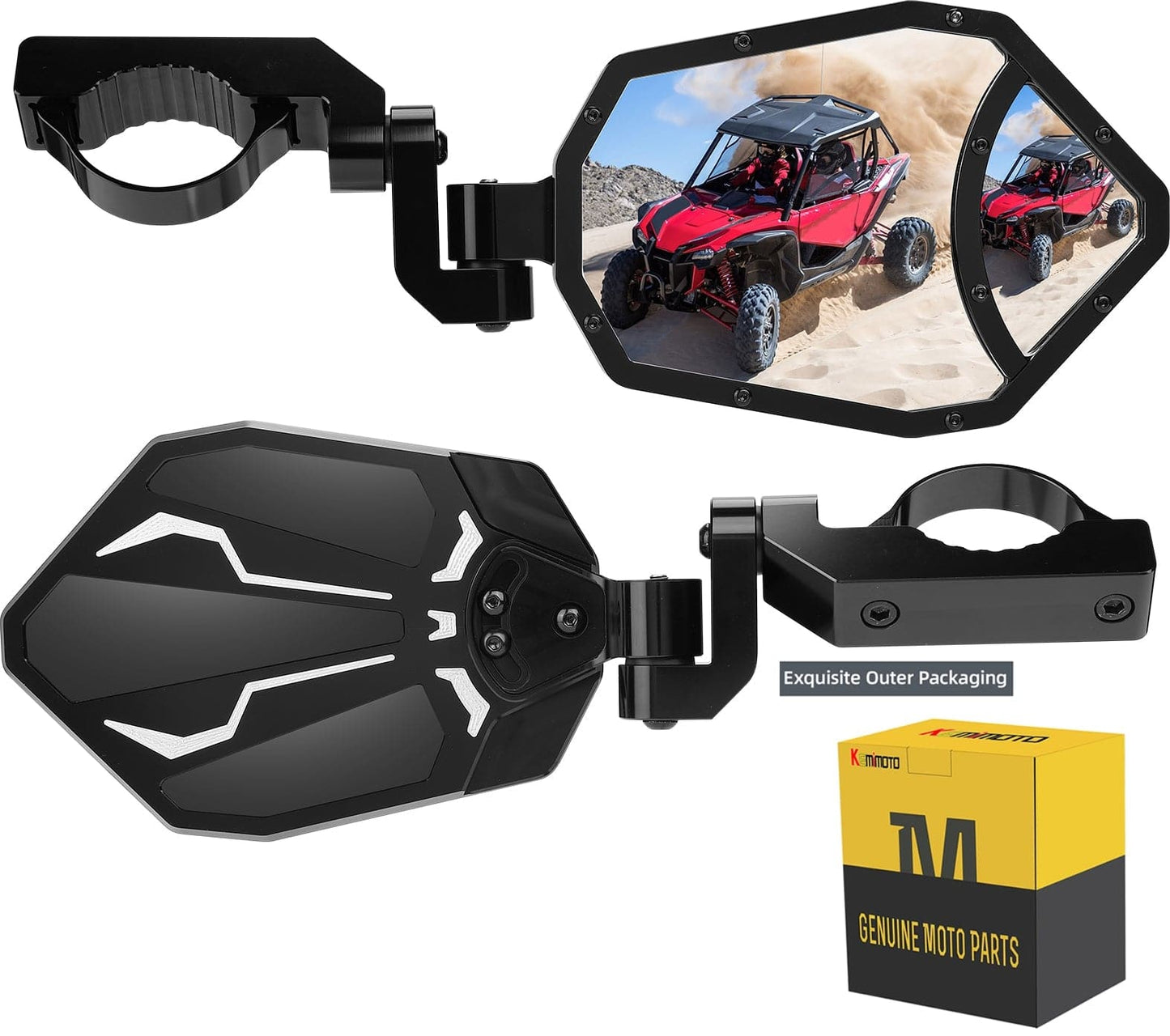 Kemimoto UTV 1.65"-2" Rear View Mirror & 1.6"-2" Side Mirror