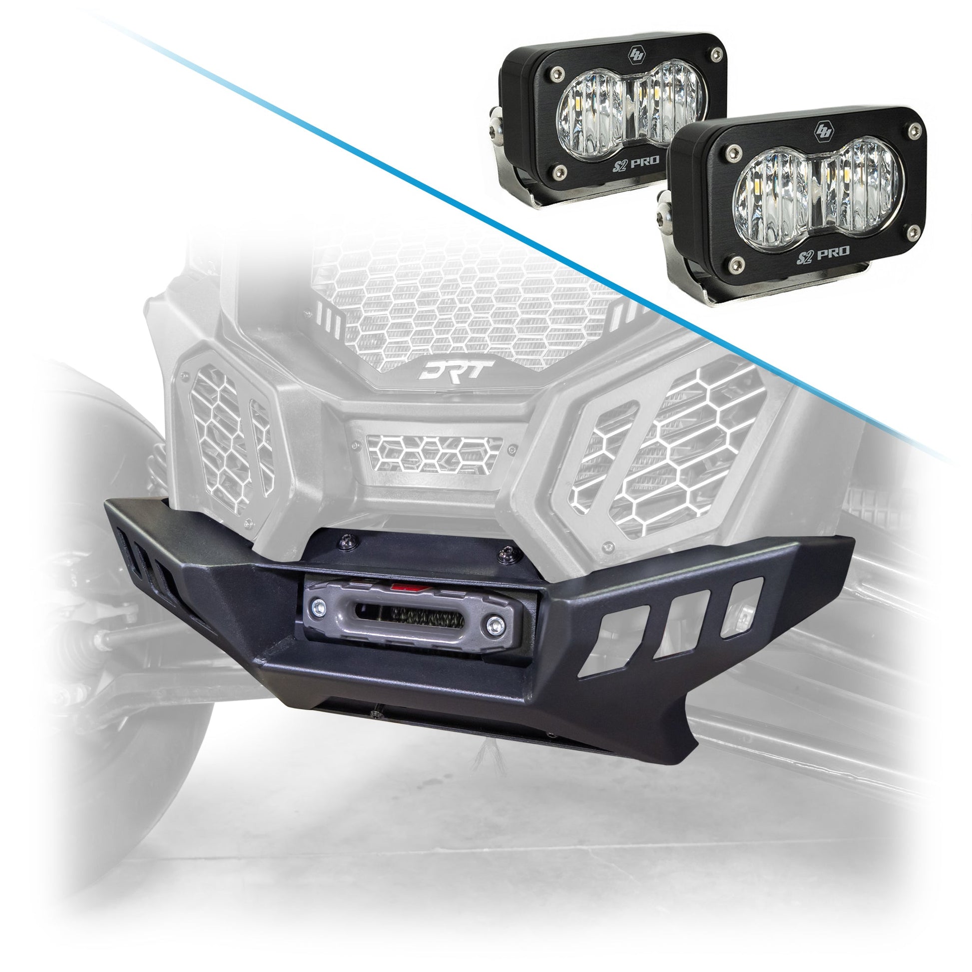 DRT Heavy-Duty Black Powder-Coated Can‑Am X3 Front Winch Bumper