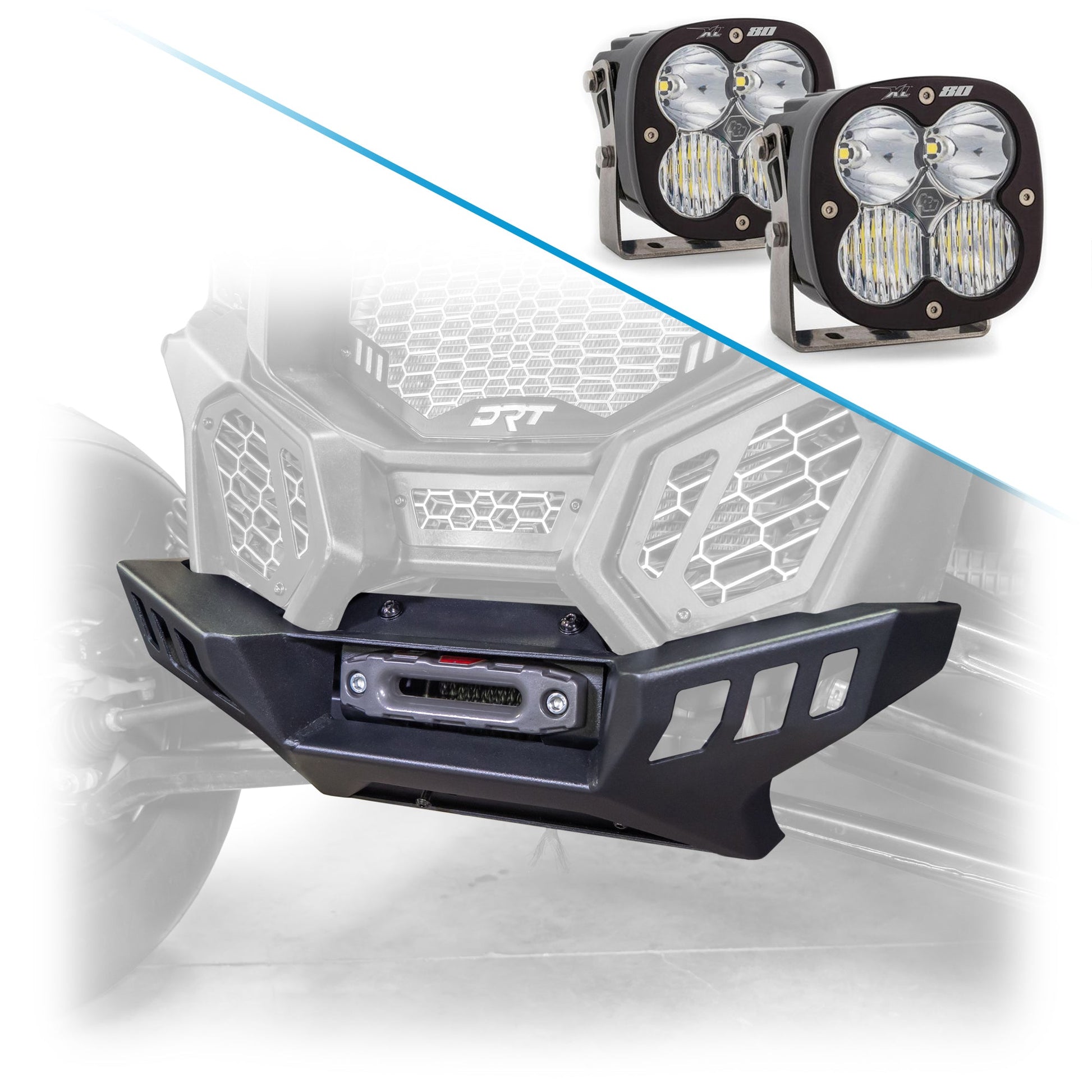 DRT Heavy-Duty Black Powder-Coated Can‑Am X3 Front Winch Bumper