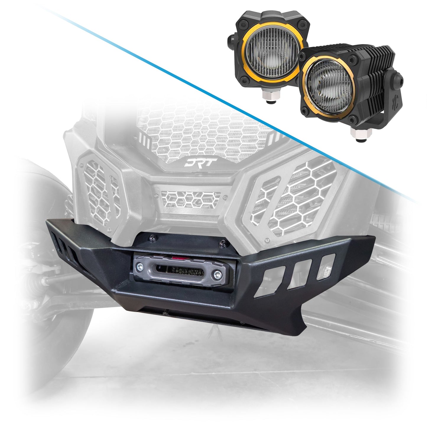 DRT Heavy-Duty Black Powder-Coated Can‑Am X3 Front Winch Bumper