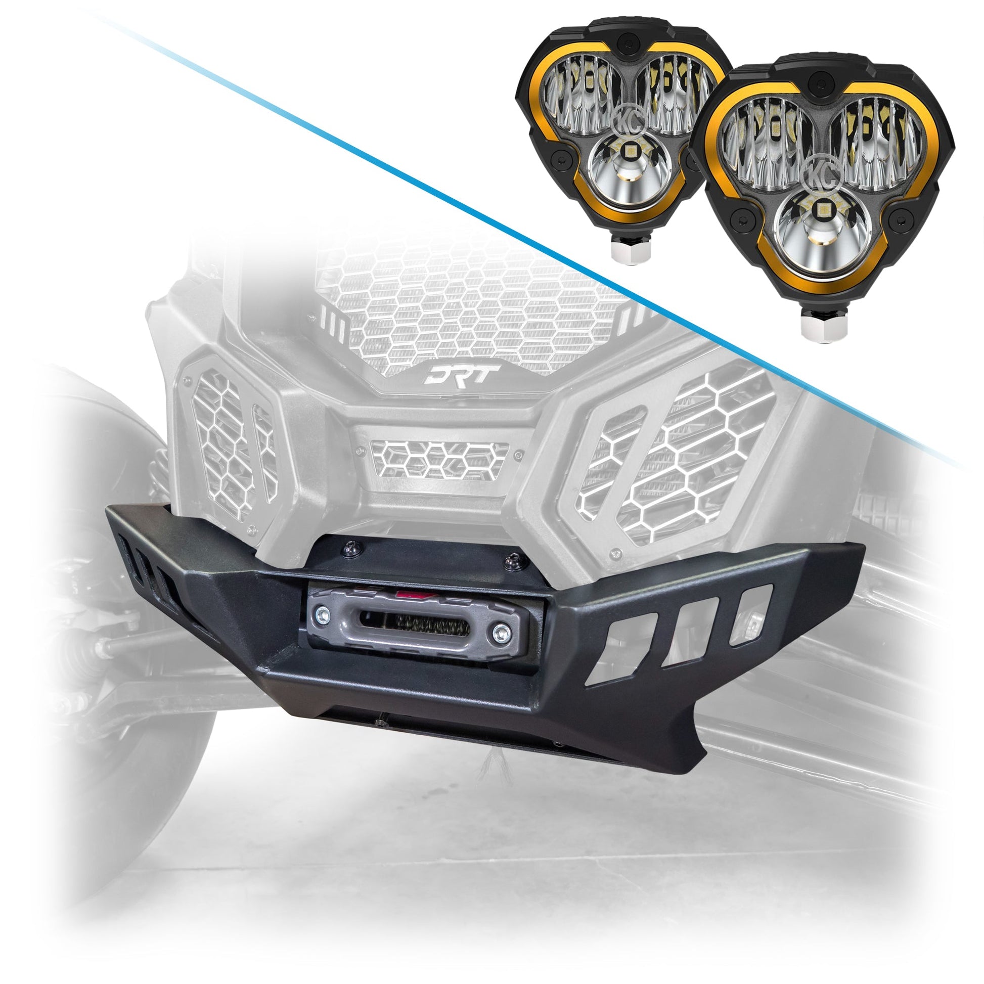 DRT Heavy-Duty Black Powder-Coated Can‑Am X3 Front Winch Bumper