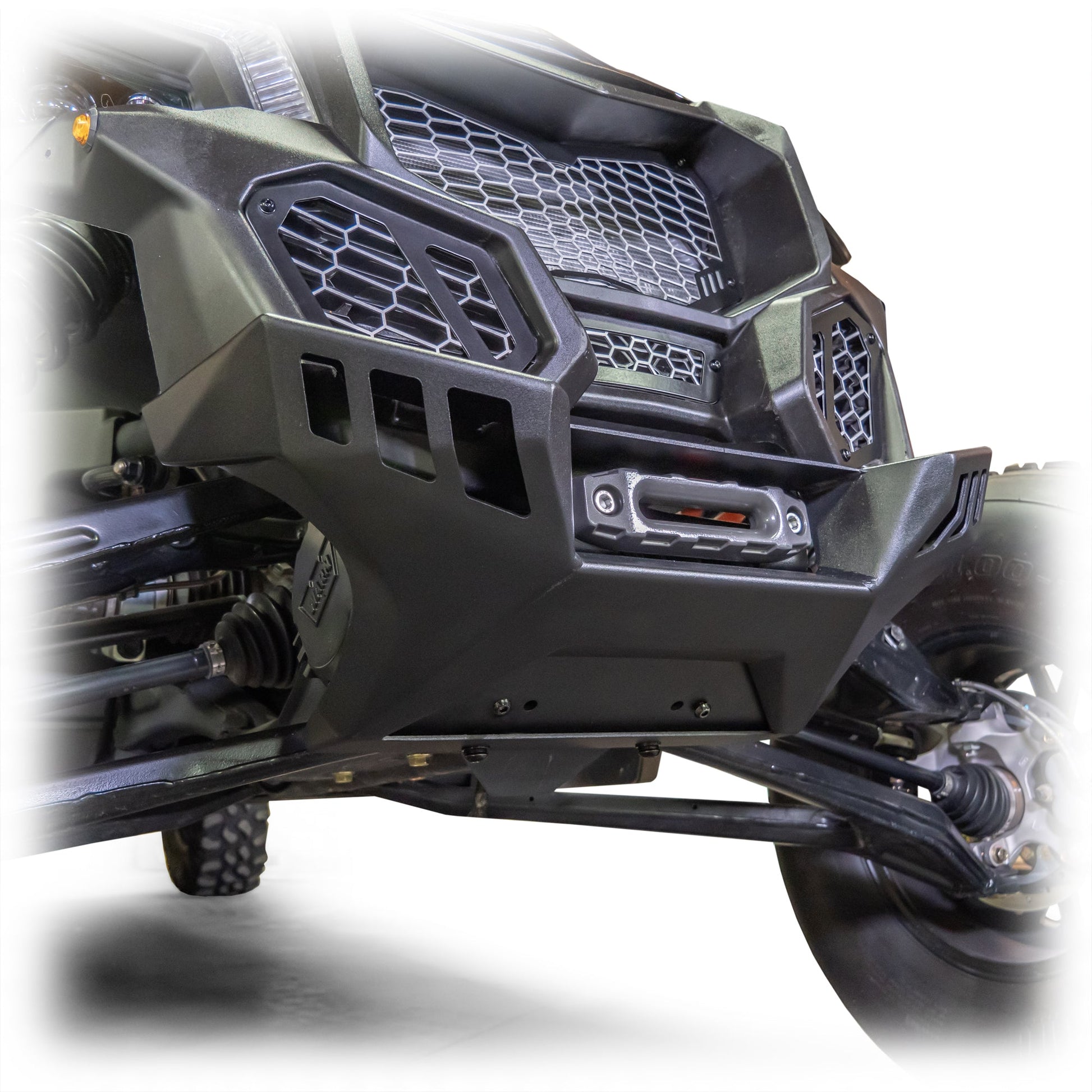 DRT Heavy-Duty Black Powder-Coated Can‑Am X3 Front Winch Bumper