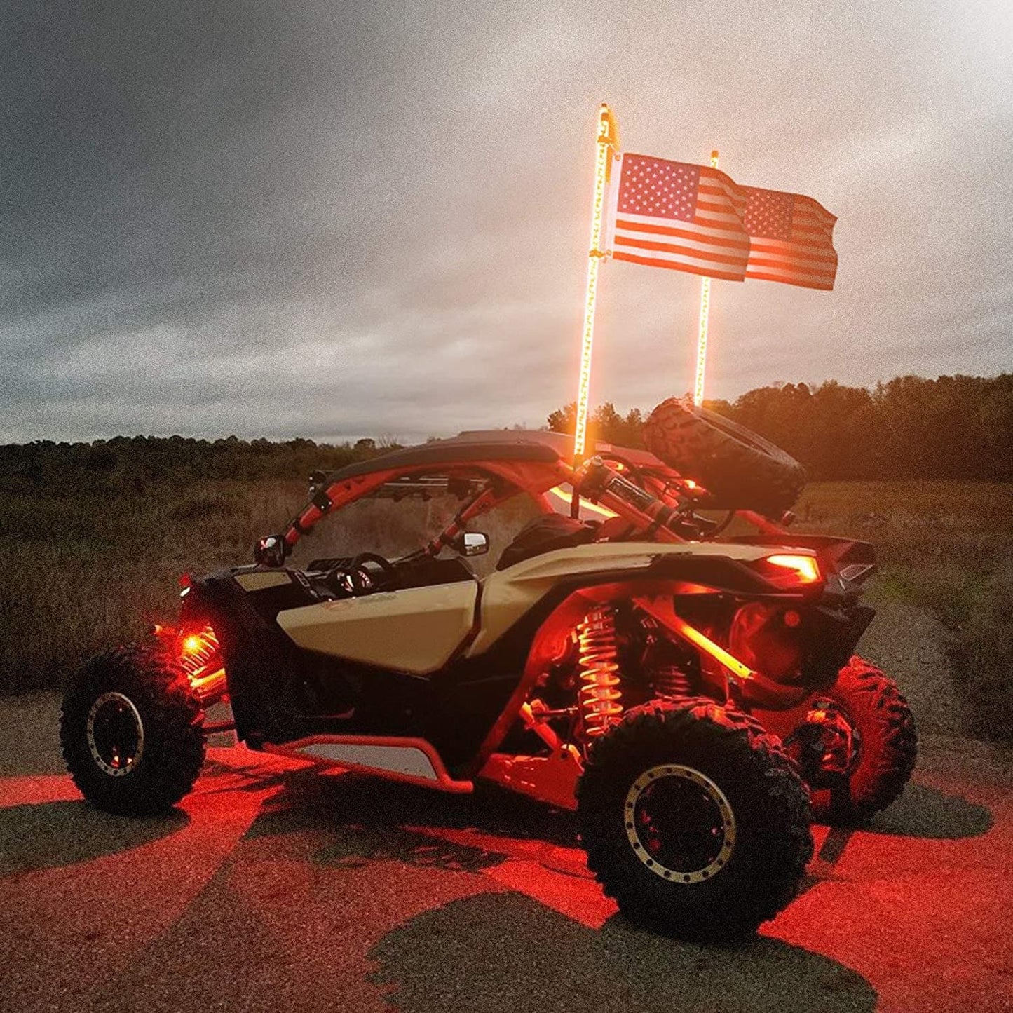 Kemimoto 3FT UTV Spiral Whip Lights Bluetooth Control