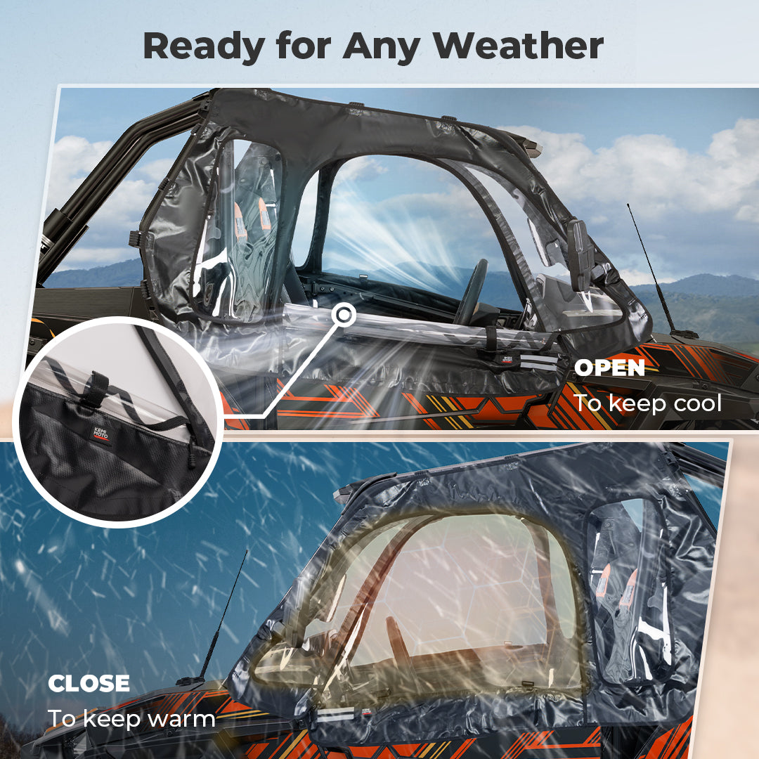 Kemimoto Upper Door Enclosure 3-Panel for Polaris RZR