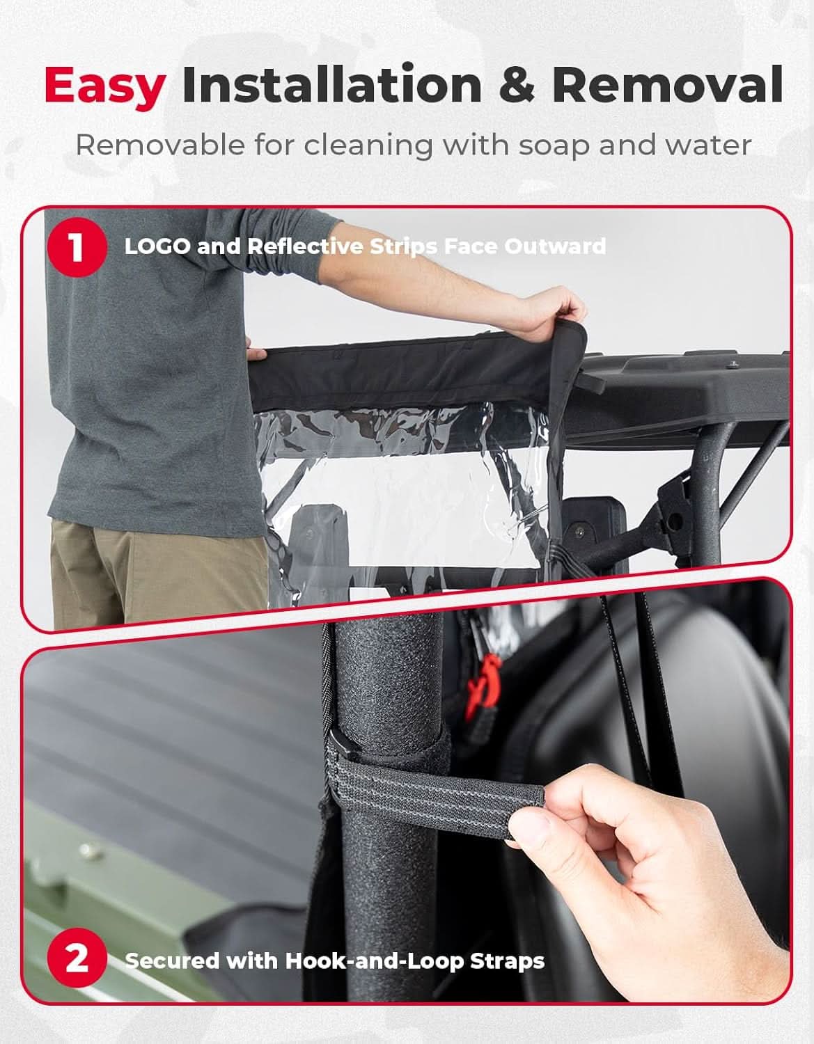 Kemimoto UTV Soft Rear Windshield Water-Resistant