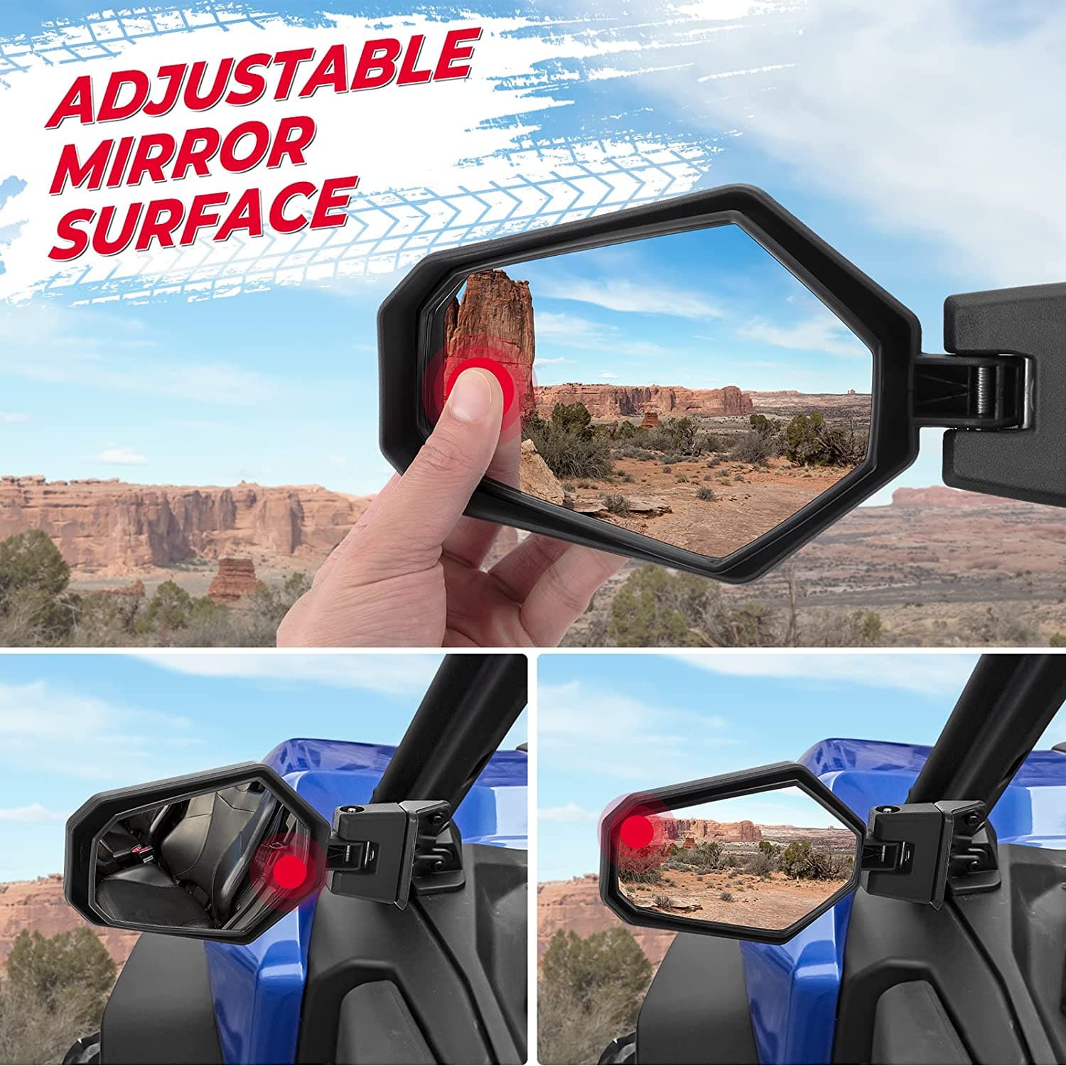 KEMIMOTO Adjustable Folding Side Mirrors for Can‑Am Maverick Sport Trail