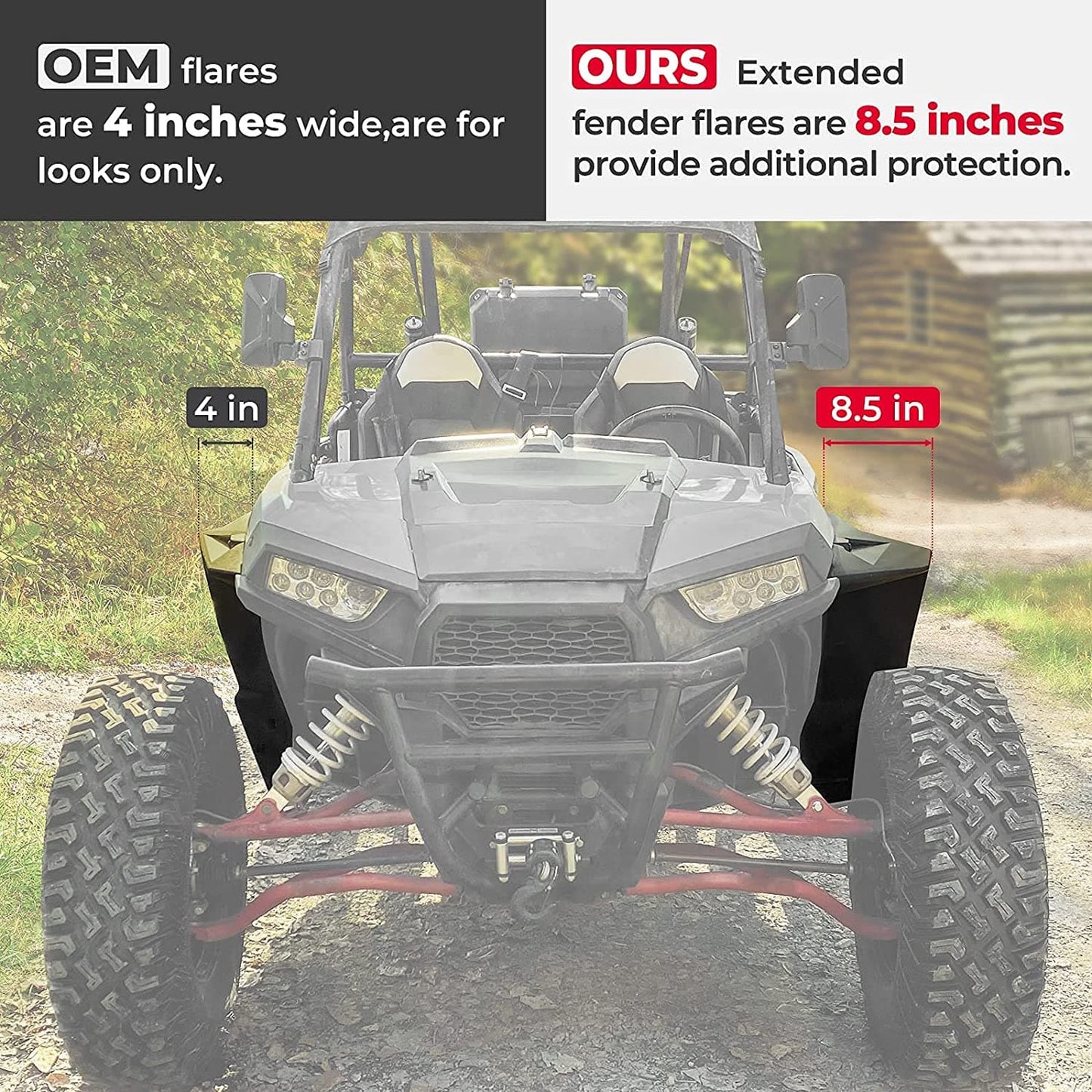 KEMIMOTO Extended Front Full Mud Flaps 2PCS for Polaris RZR