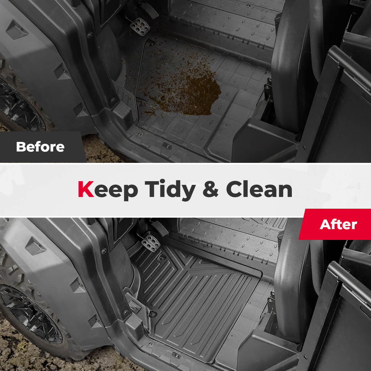 Kemimoto TPE Floor Mats & Bed Liner for Can‑Am Defender
