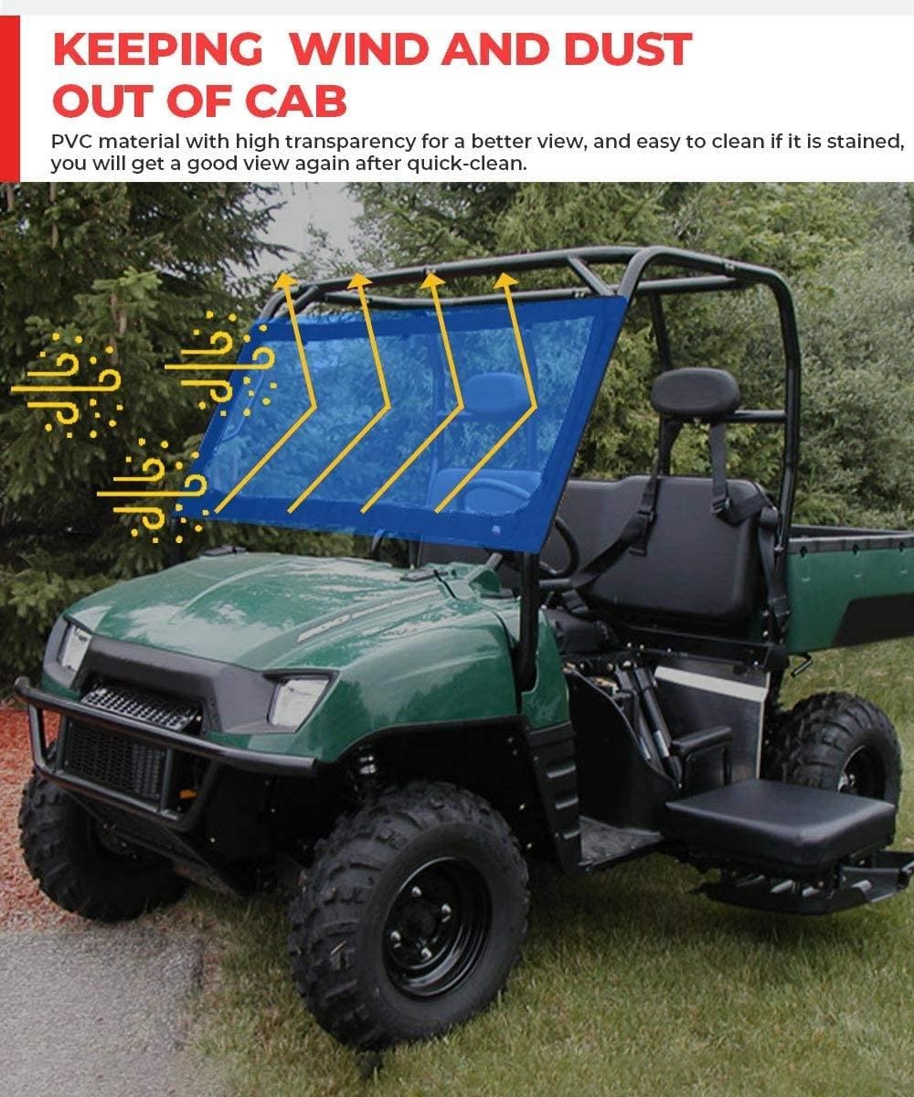 KEMIMOTO Clear Windshield for Kawasaki Mule 2500/3000 & Polaris Ranger