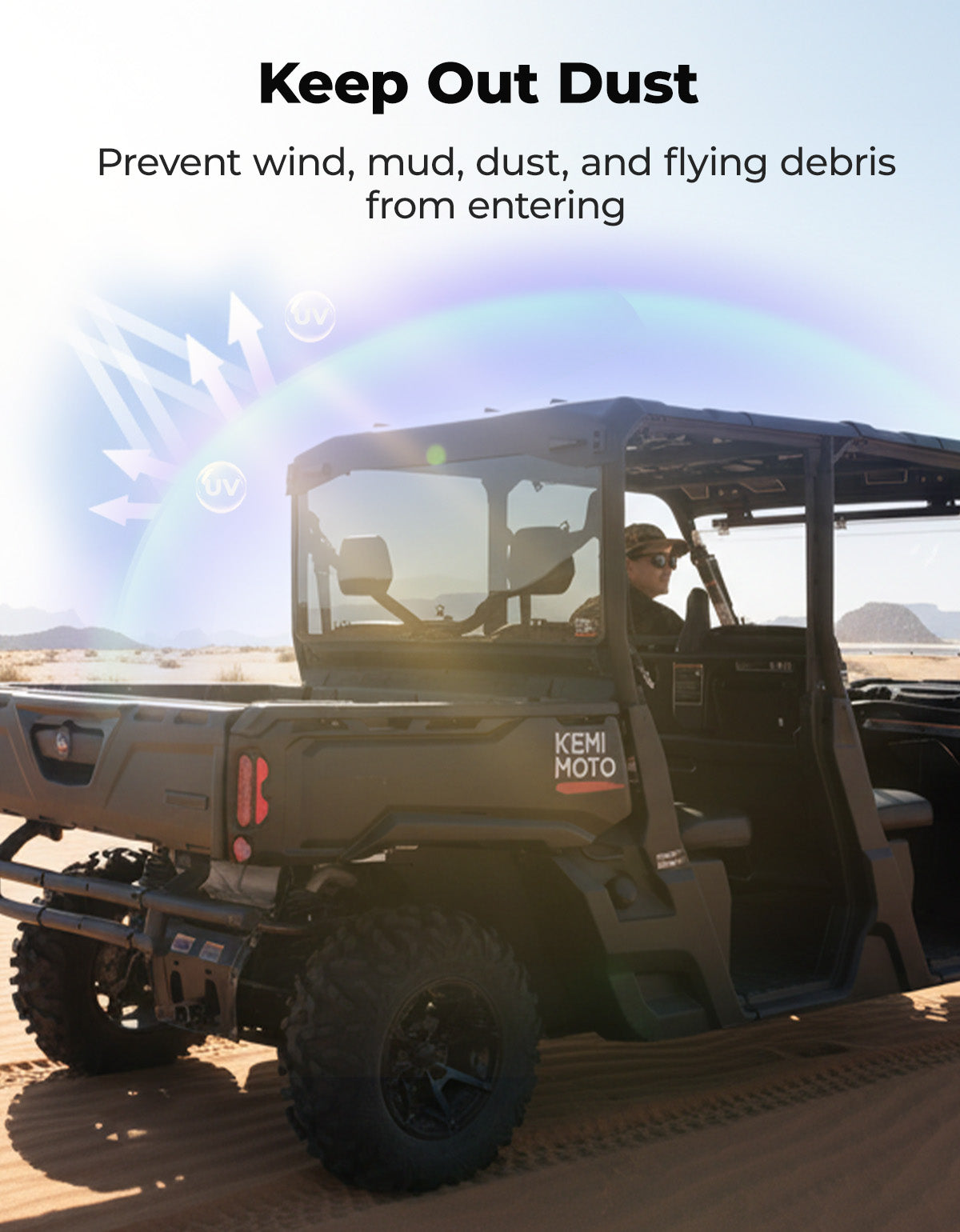 Kemimoto Rear Tinted Windshield for Can‑Am Defender