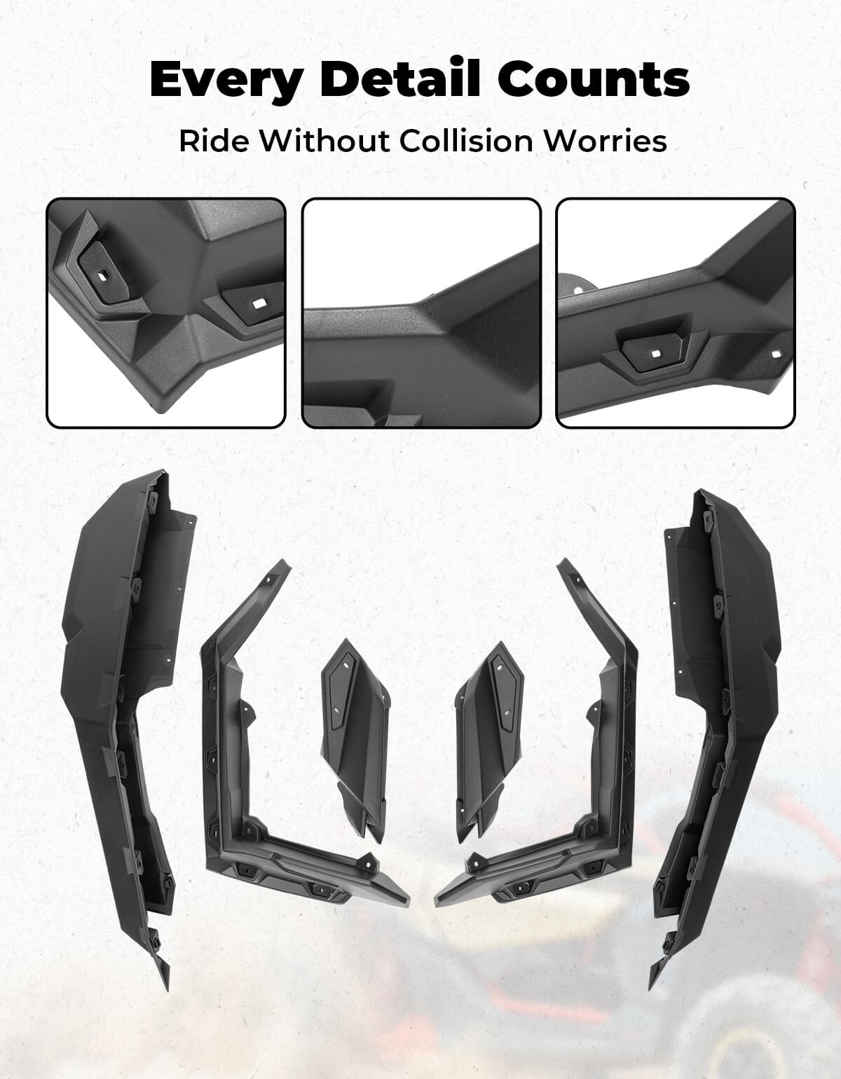 KEMIMOTO Fender Flares Injection-Molded Polypropylene for Can‑Am Maverick X3